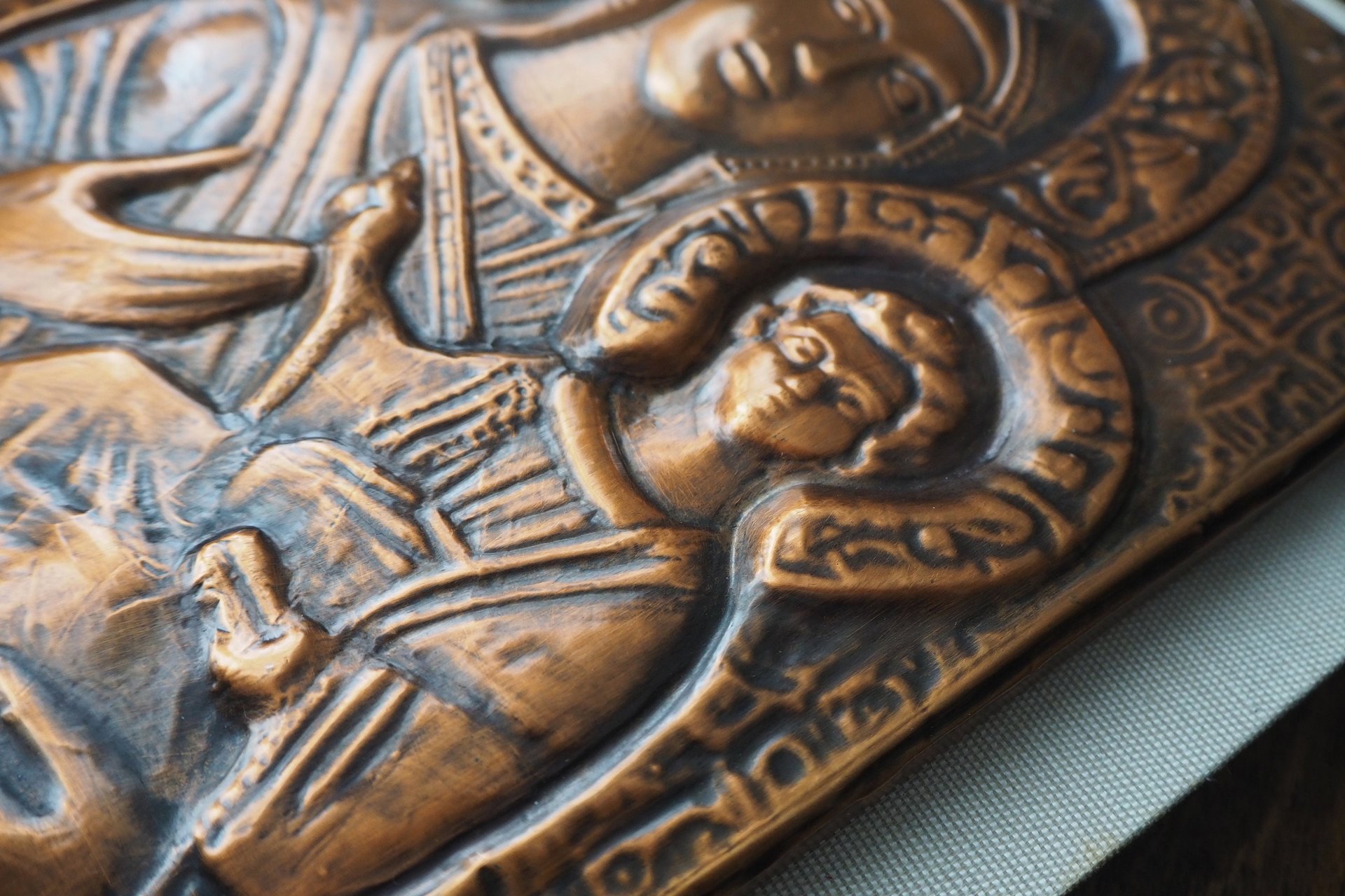 Vintage copper wall plaque | Vintage religious icon | Copper religious wall plaque | Vintage copper icon