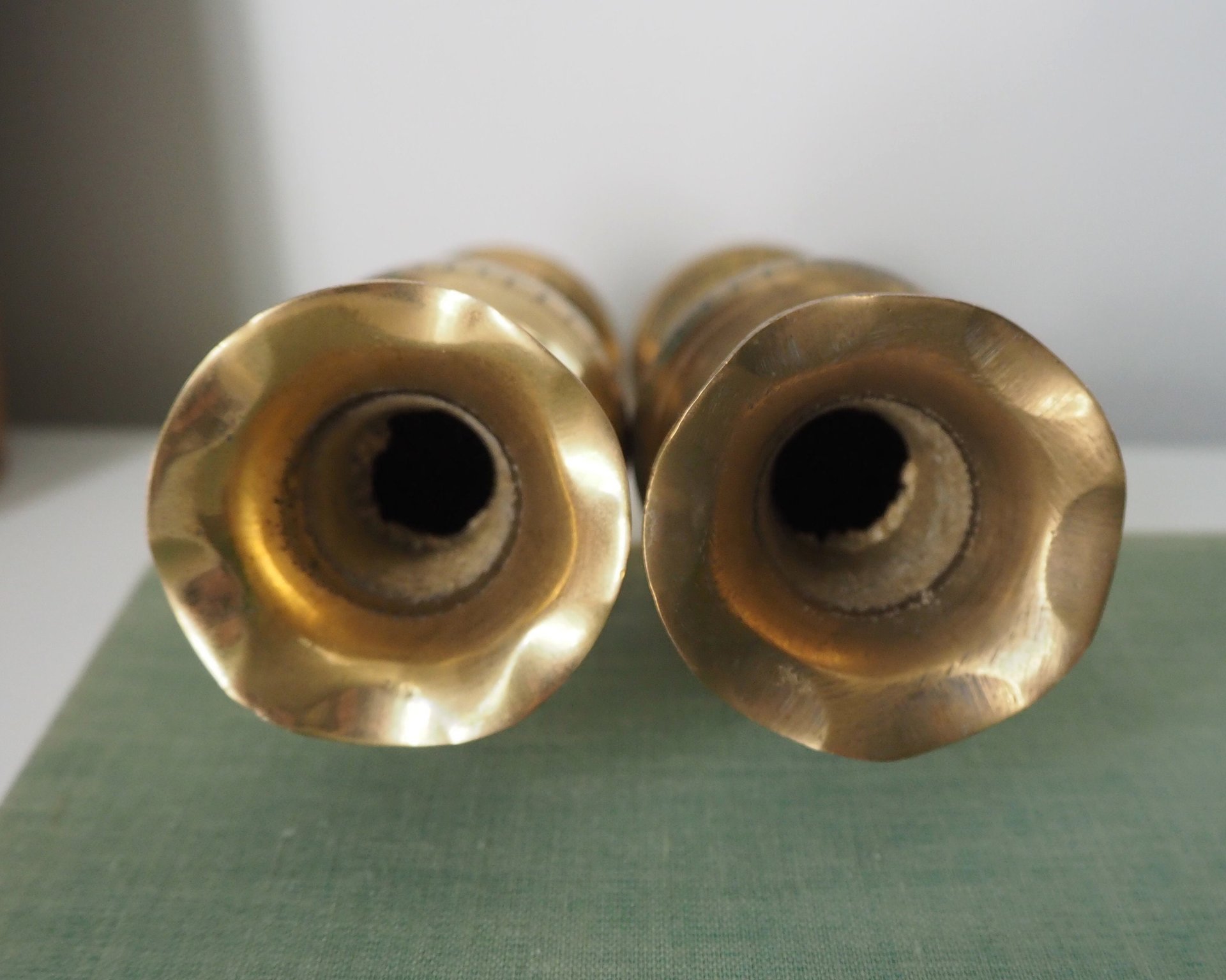 Set of two small vintage vases | Small brass vases | Vintage bud vase | Vintage single flower vases | Etched brass vases