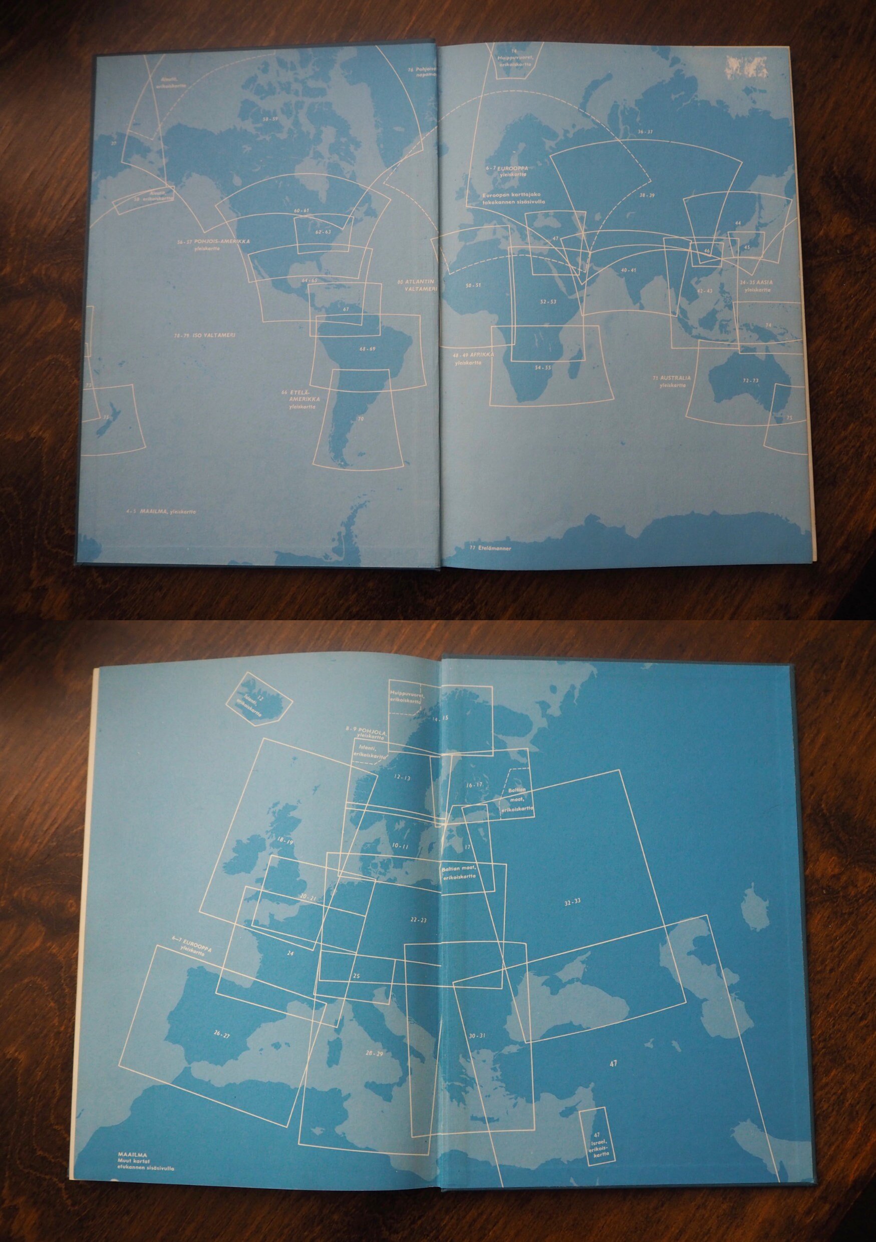 Vintage world atlas | Joka kodin kartasto | Vintage maps | Finnish atlas | 1960s world atlas