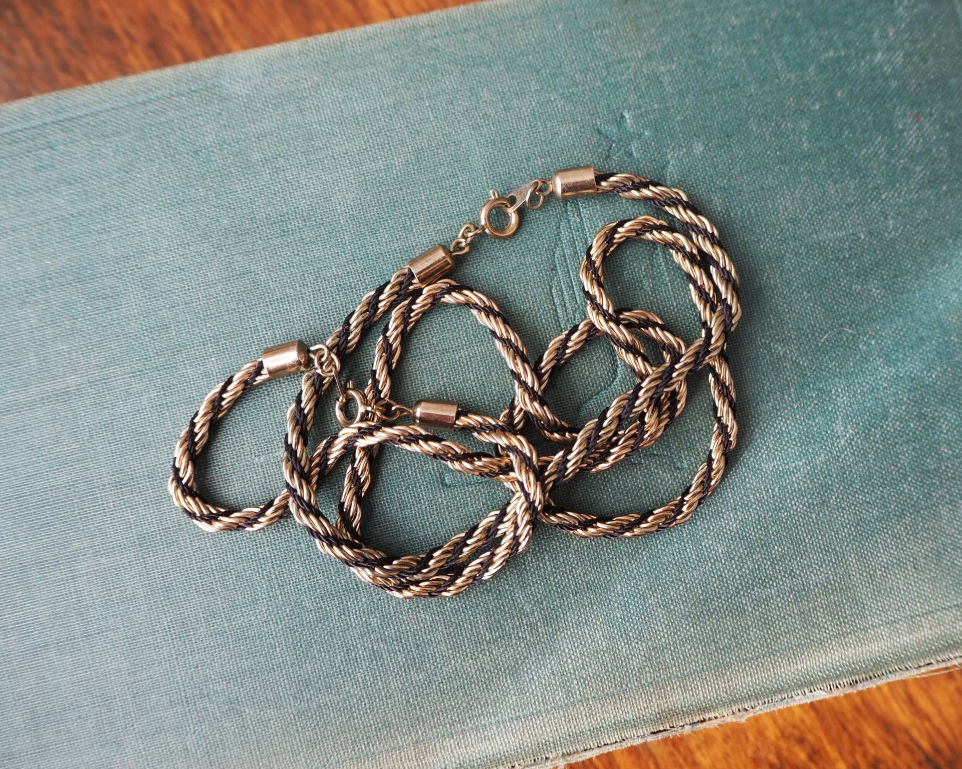 Vintage twist rope necklace and bracelet | Silver tone necklace and bracelet set | Rope chain necklace | Twist rope necklace | Matching set