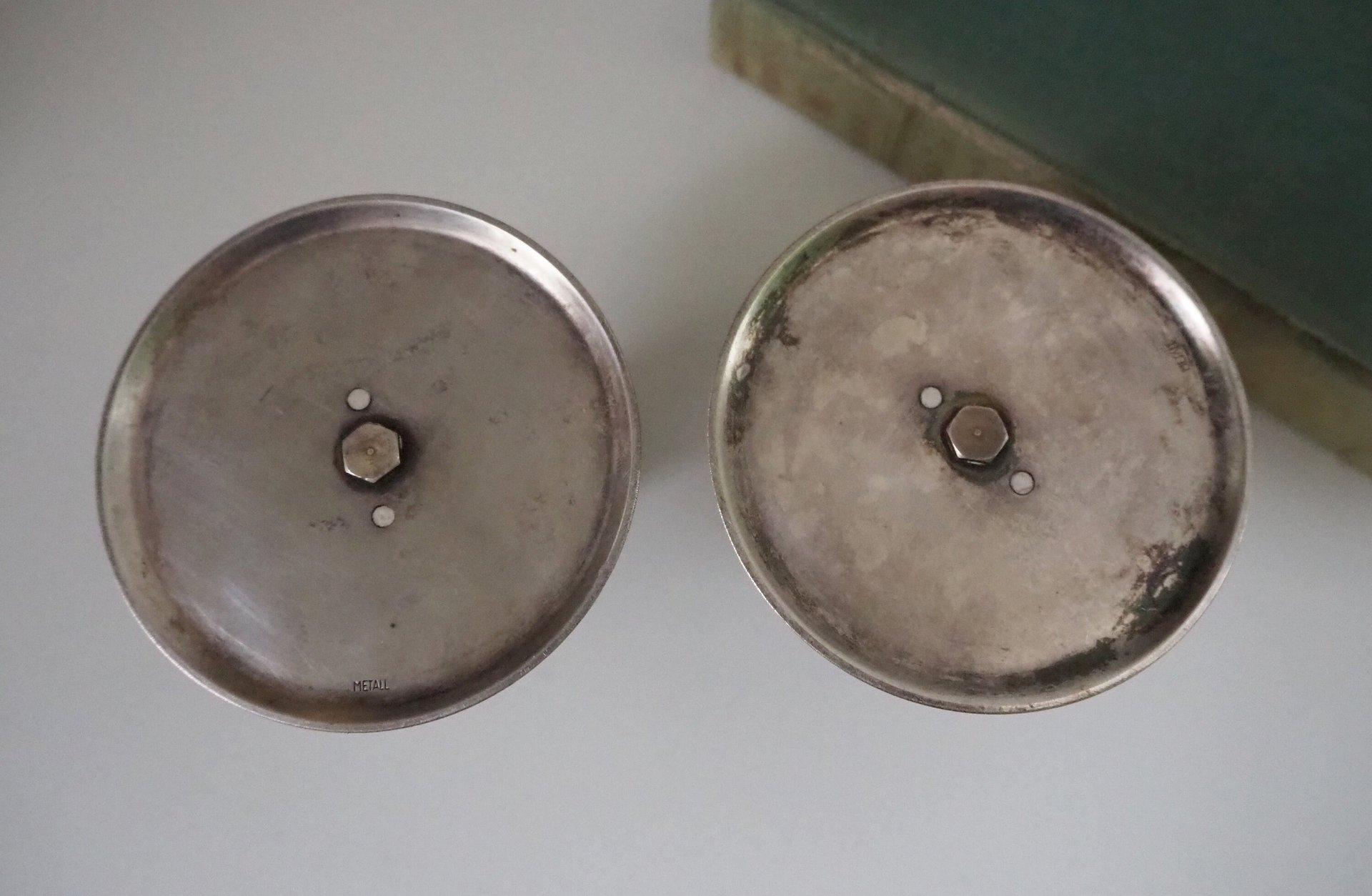 Pair of vintage candlestick holders | Alpacca silver candlestick holders | Floral alpacca silver candlestick holders