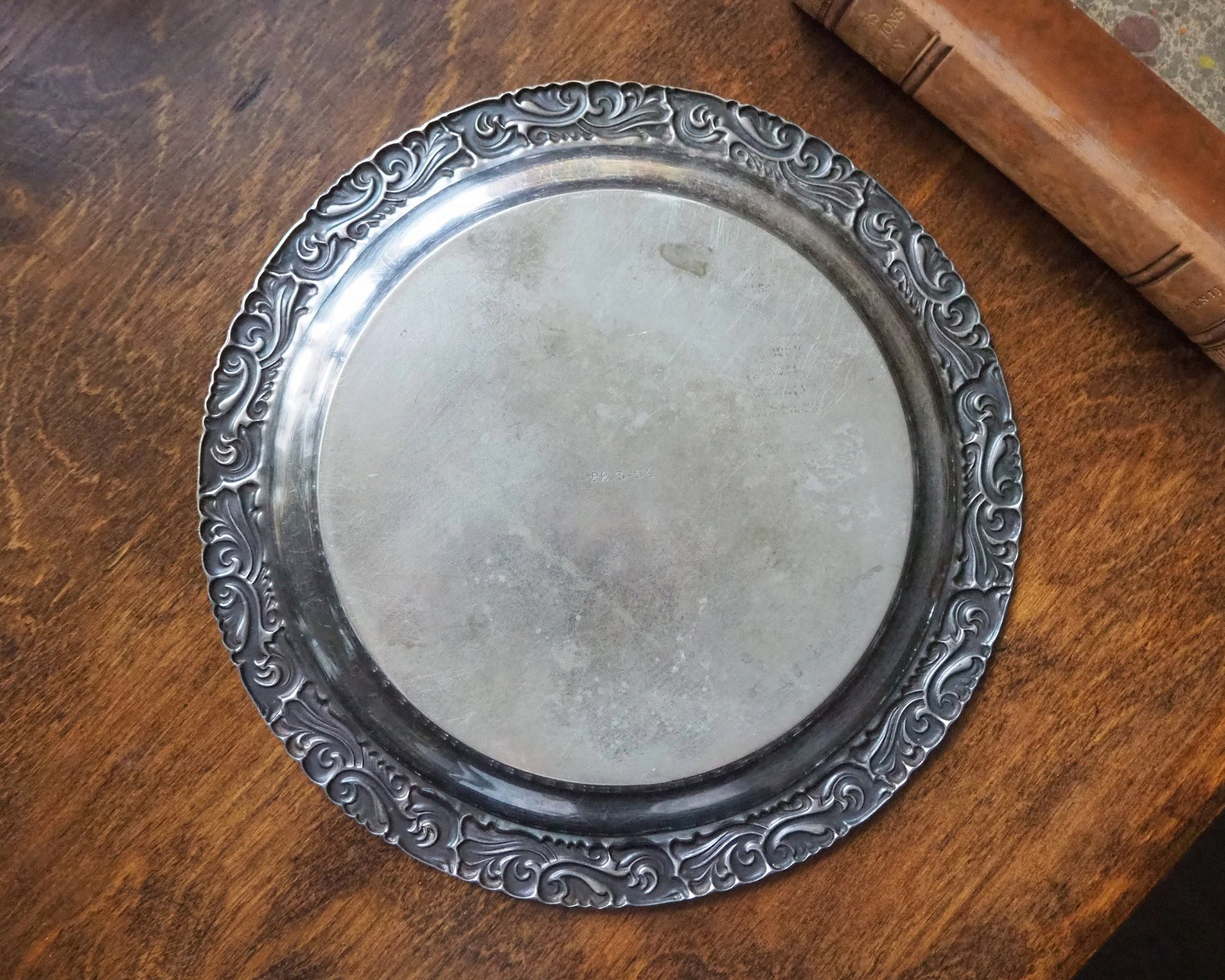 Vintage alpacca silver tray | Alpacca silver platter | Vintage serving tray | Engraved silver tray | Made in Finland