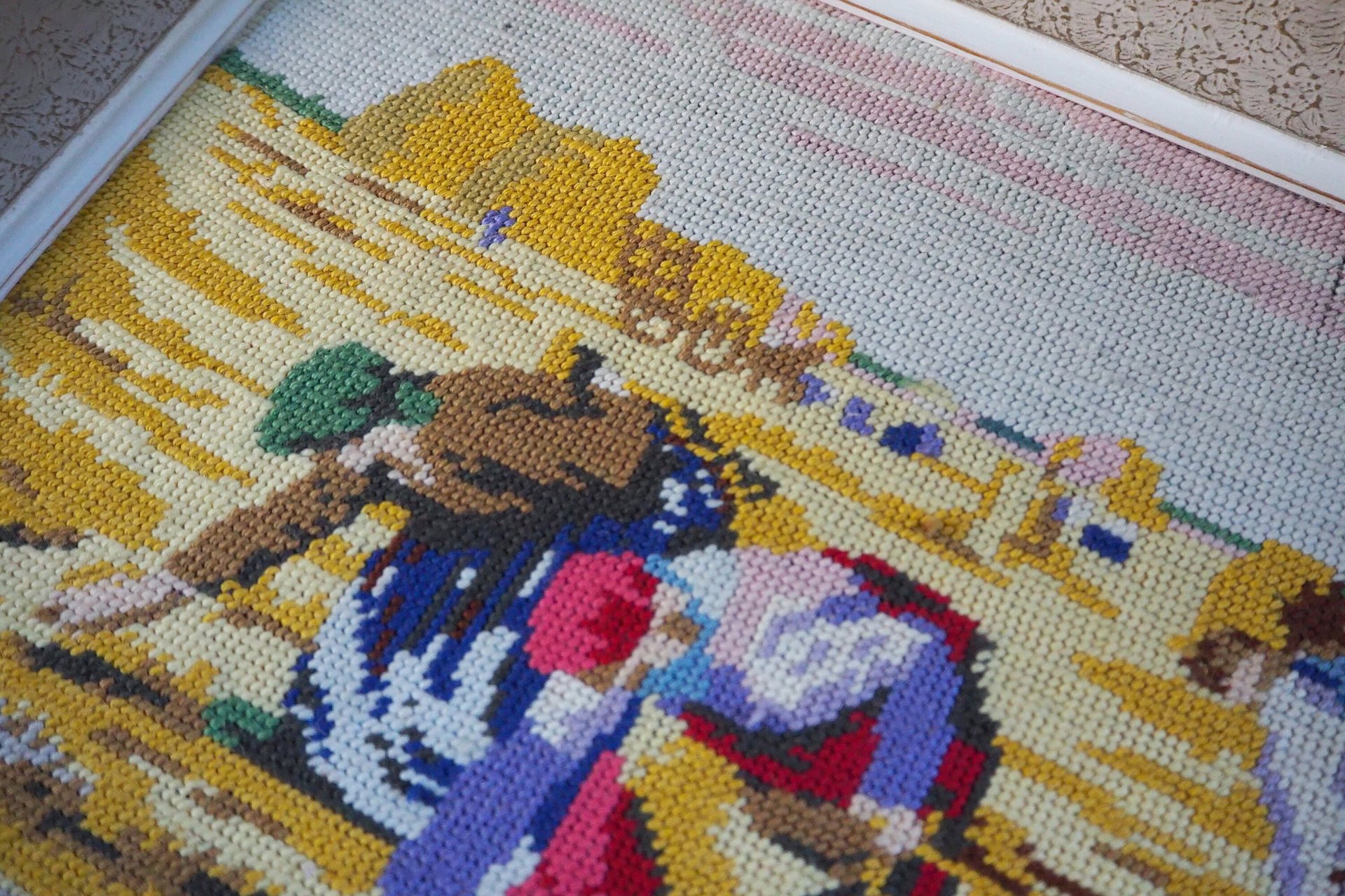 Vintage needlepoint wall art | Scenery needlepoint | Scandinavian wall art | Needlepoint wall hanging | Wool needlepoint