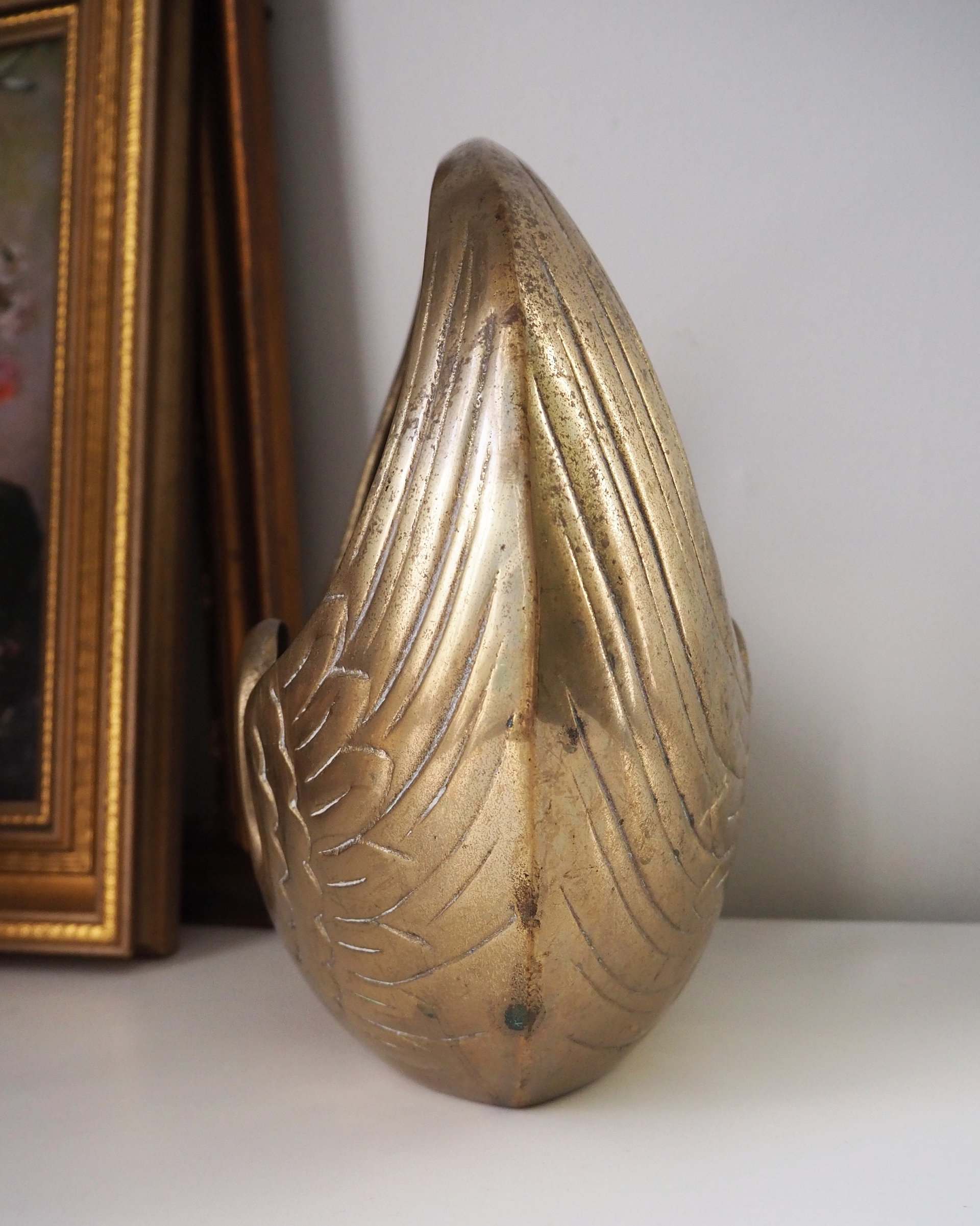 Vintage swan basket planter | Brass planter | Large vintage planter | Brass swan planter | Round swan planter