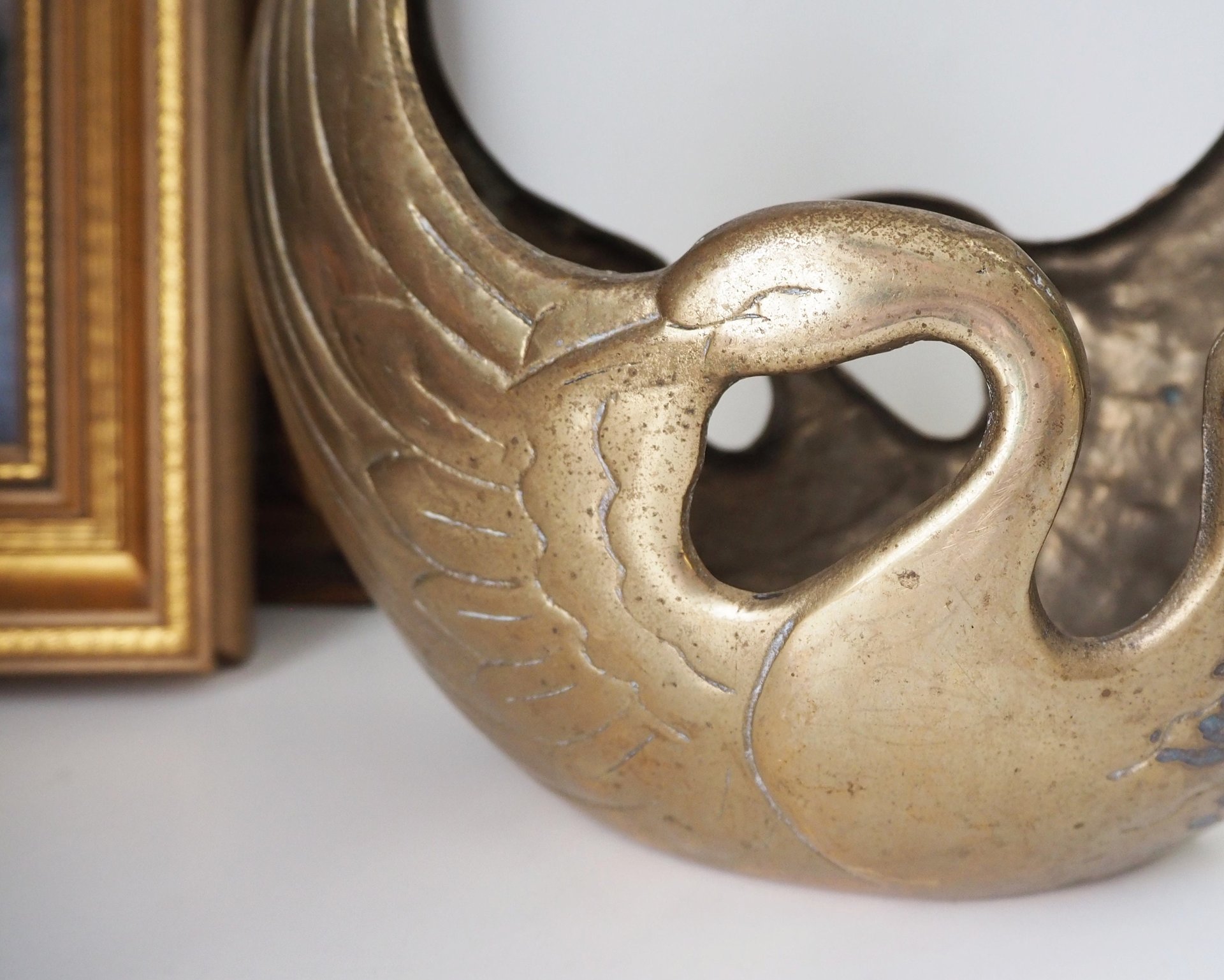 Vintage swan basket planter | Brass planter | Large vintage planter | Brass swan planter | Round swan planter