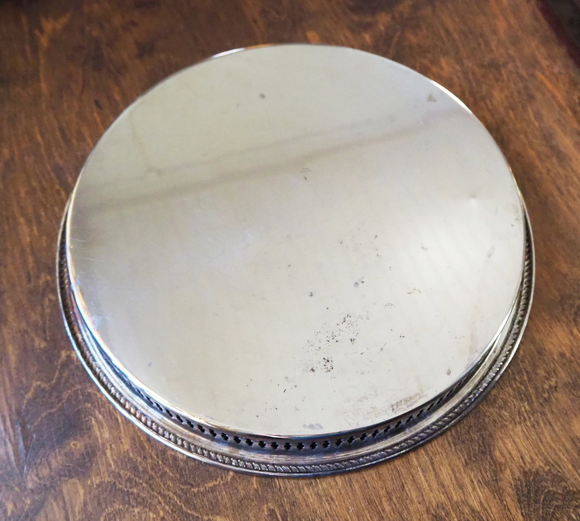Vintage silver plated tray | Vintage tray with a raised edge | Silver plated serving tray with a cutout rim | Vintage decorative tray