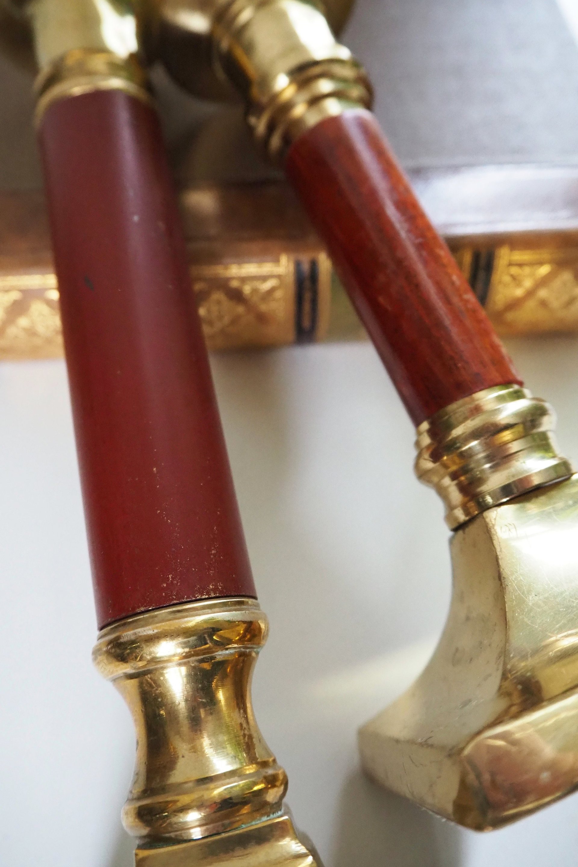 Pair of vintage candlestick holders | Brass candlestick holders | Tall brass candlestick holders | Mismatched candlestick holders