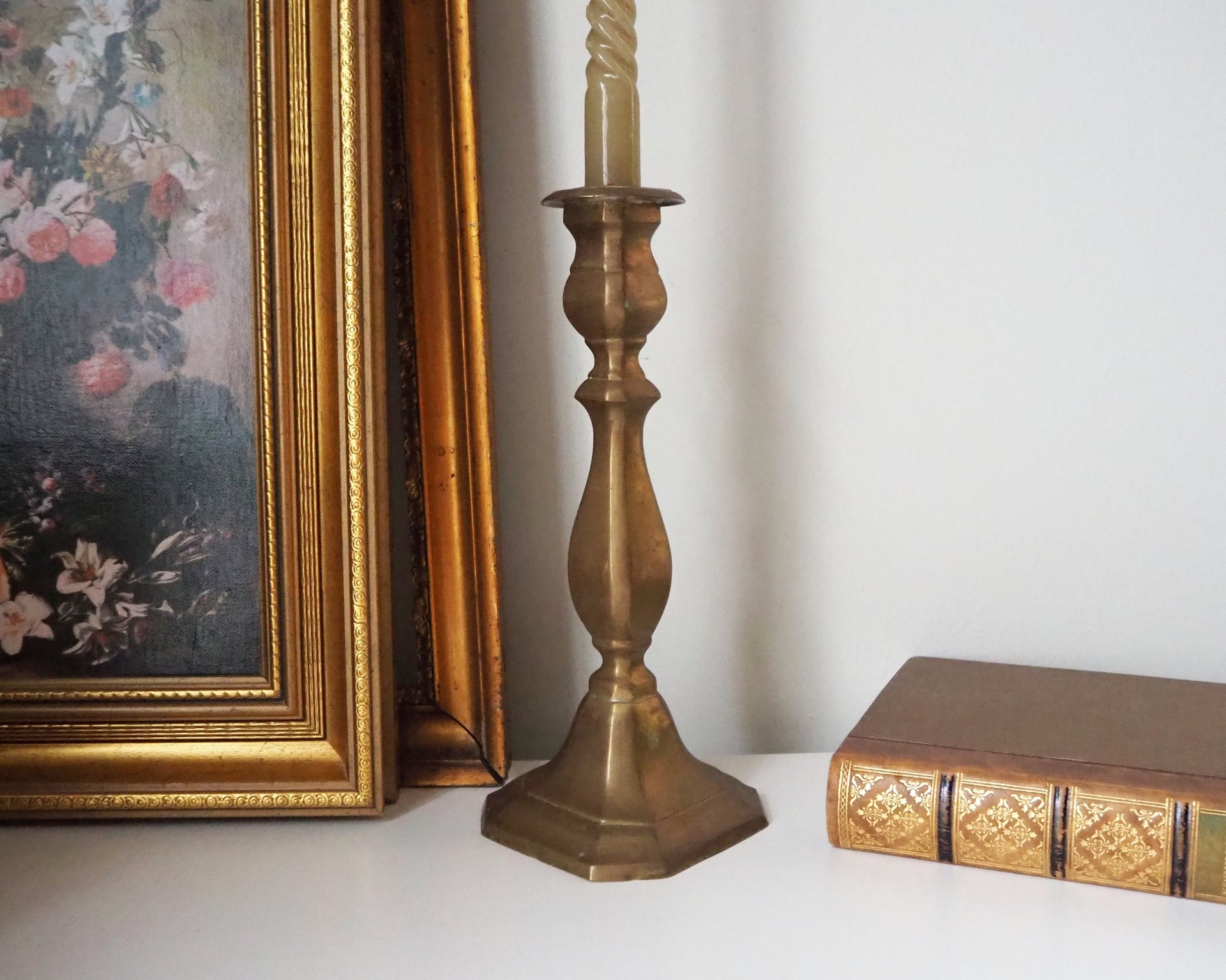 Vintage candlestick holder | Tall candlestick holder | Brass candlestick holder | Vintage home decor
