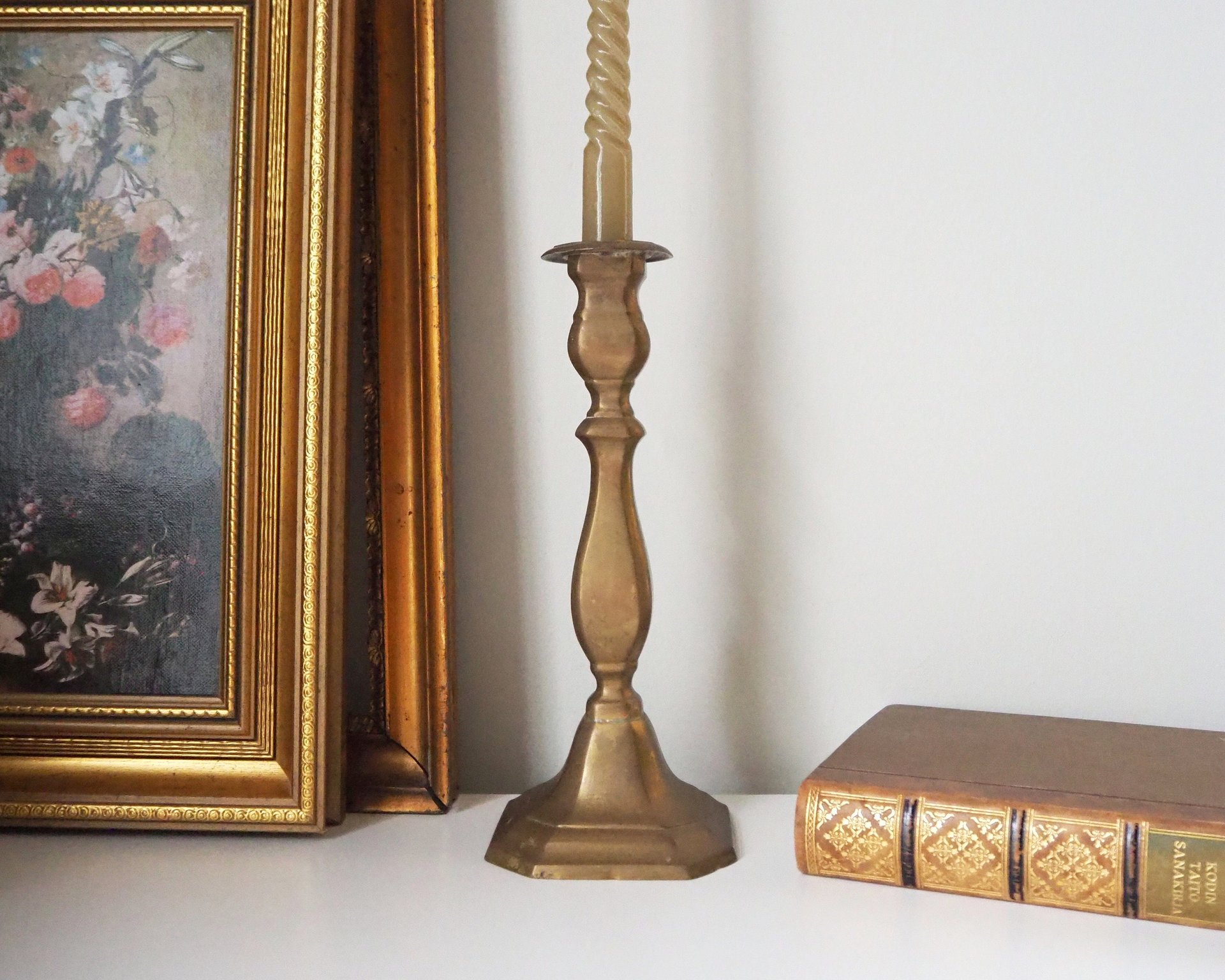 Vintage candlestick holder | Tall candlestick holder | Brass candlestick holder | Vintage home decor
