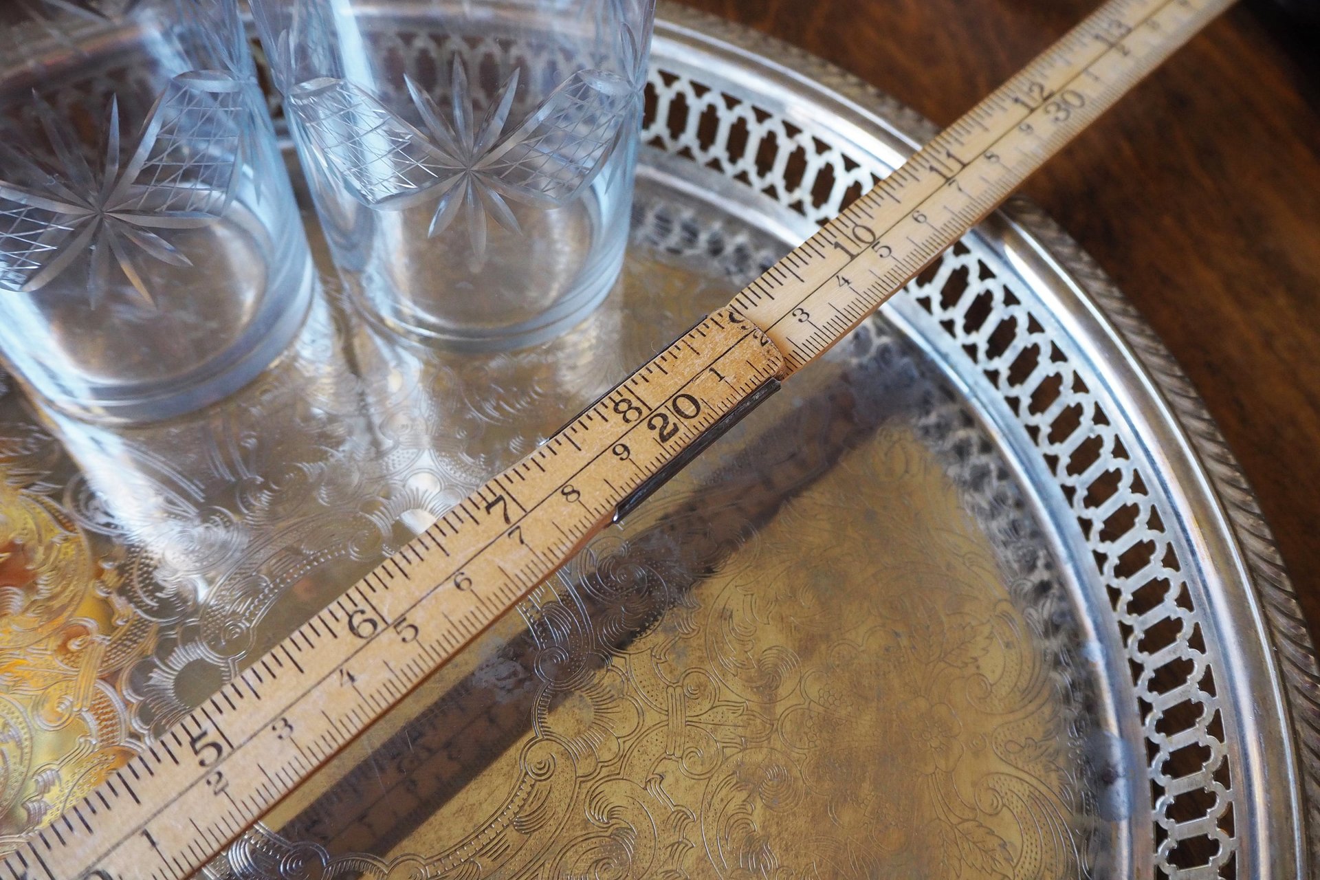 Vintage silver plated tray | Vintage tray with a raised edge | Silver plated serving tray with a cutout rim | Vintage decorative tray
