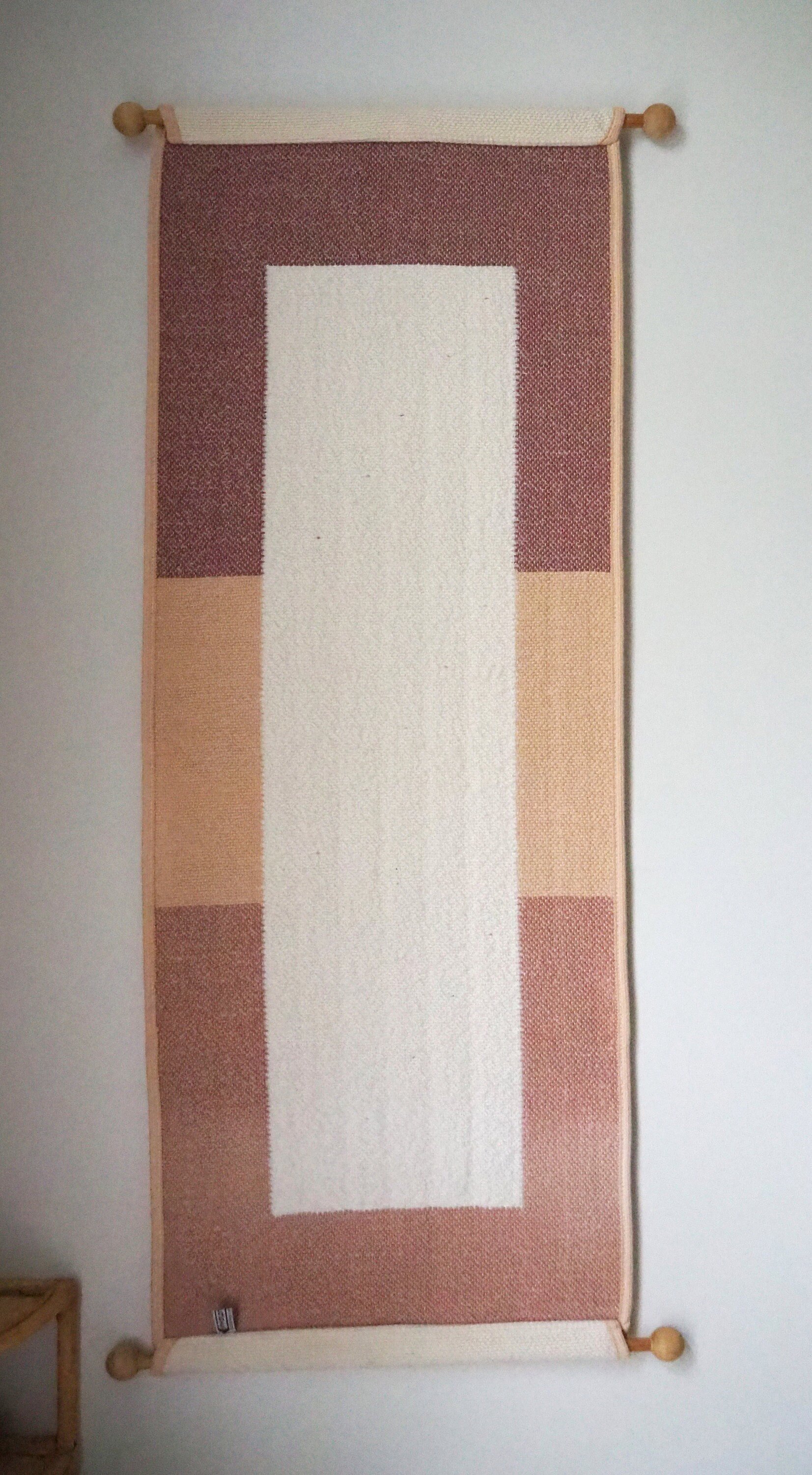 Vintage wall hanging | Long wall hanging | Vintage pink wall hanging | Scandinavian woven textile | Made in Finland