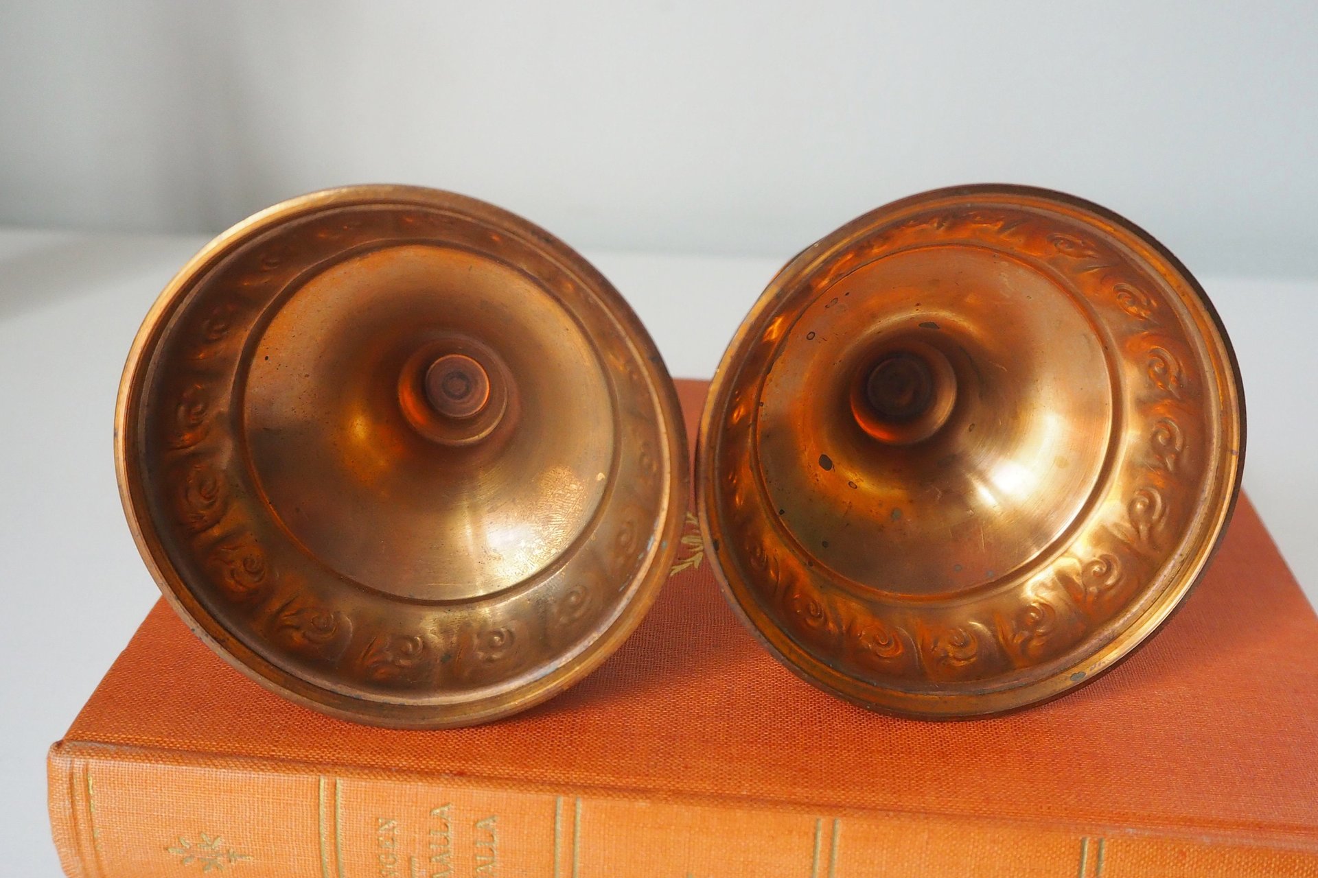 Pair of vintage candlestick holders | Gold plated candlestick holders | Simple candlestick holders