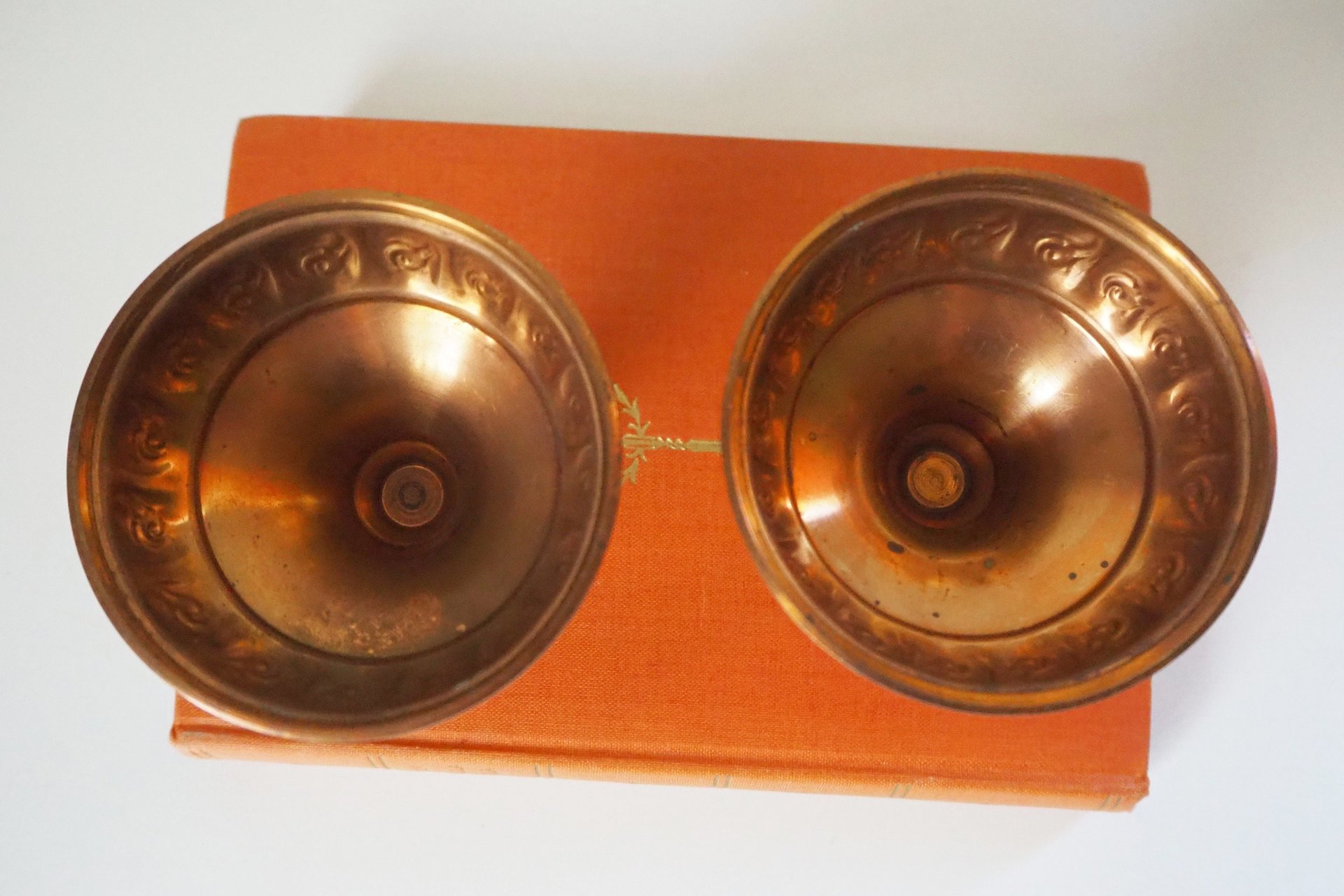 Pair of vintage candlestick holders | Gold plated candlestick holders | Simple candlestick holders