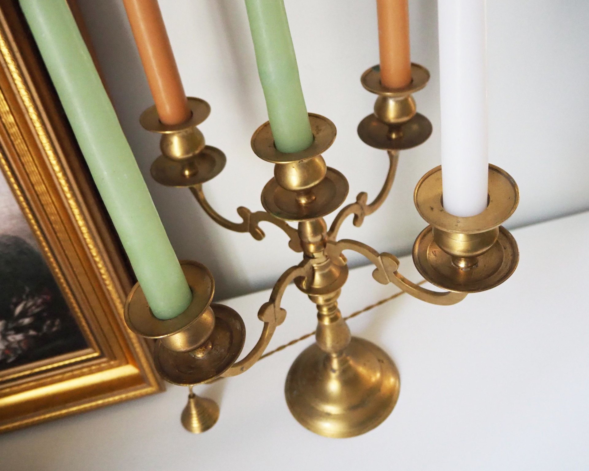 Vintage five arm candelabra | Brass candelabra | Five arm candlestick holder | Vintage candelabrum | Brass candelabrum set | Candle snuffer