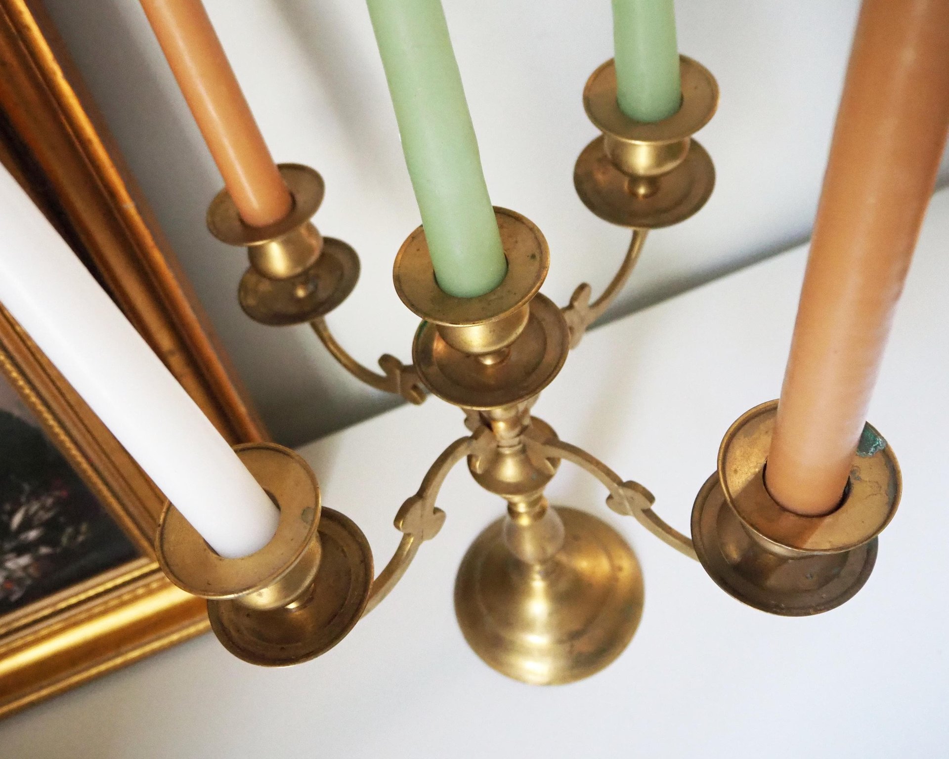 Vintage five arm candelabra | Brass candelabra | Five arm candlestick holder | Vintage candelabrum | Brass candelabrum set | Candle snuffer