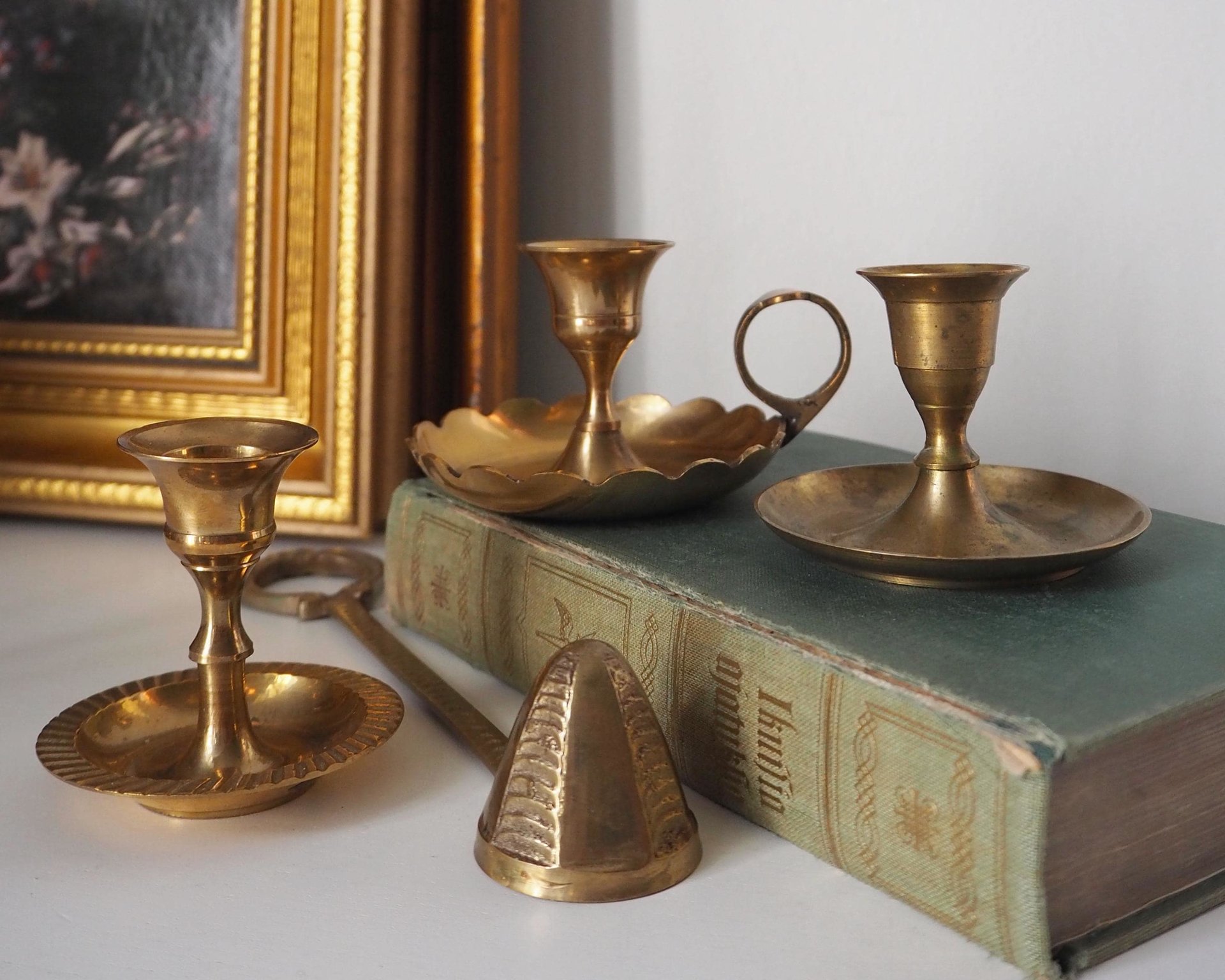 Set of three mismatched vintage candlestick holders | Small candlestick holders | Vintage brass candle holders | Mismatched candle holders