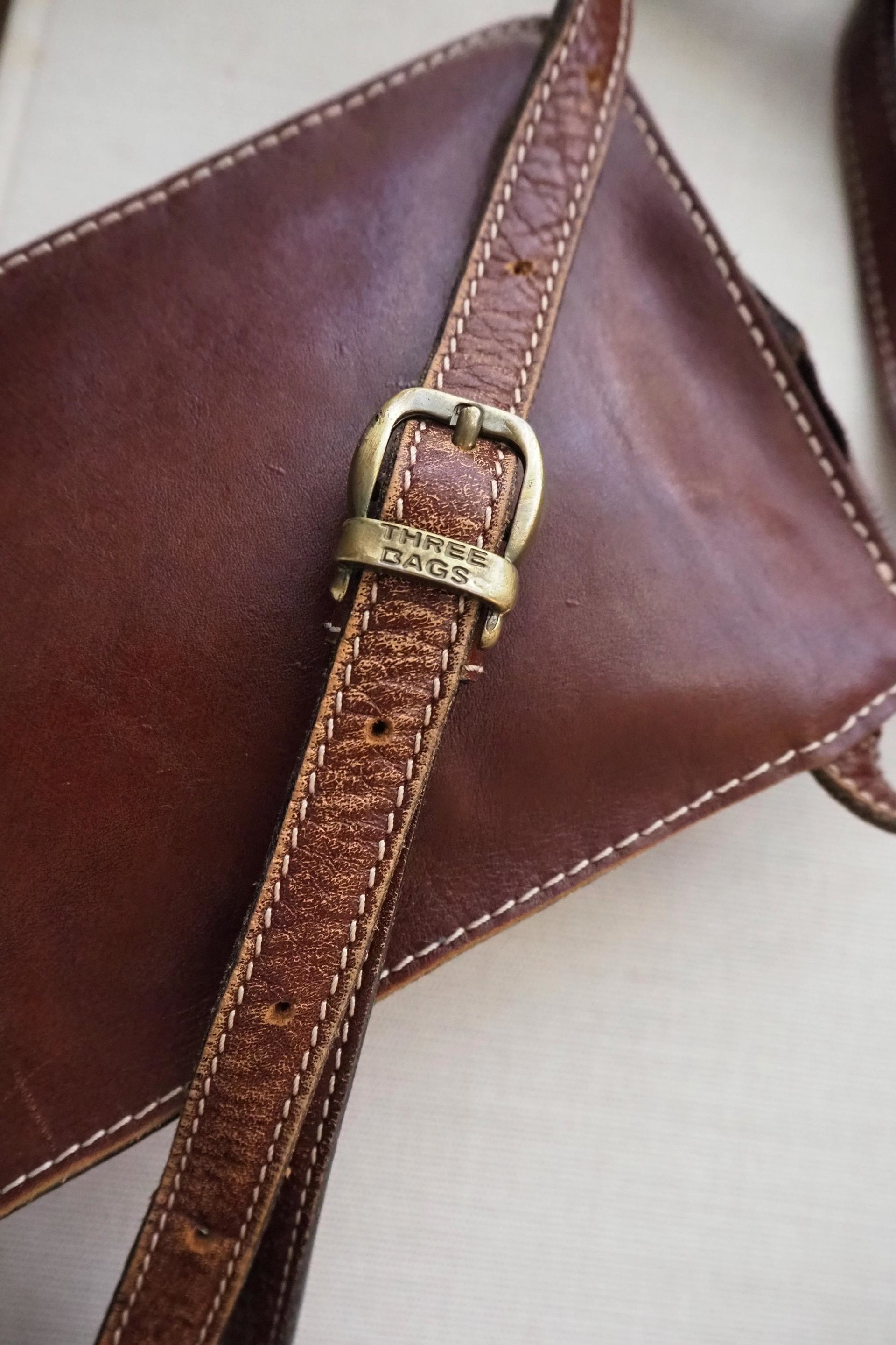 Vintage leather bag | Small vintage crossbody bag | Brown crossbody bag | Vintage leather crossbody bag | Three Bags leather bag