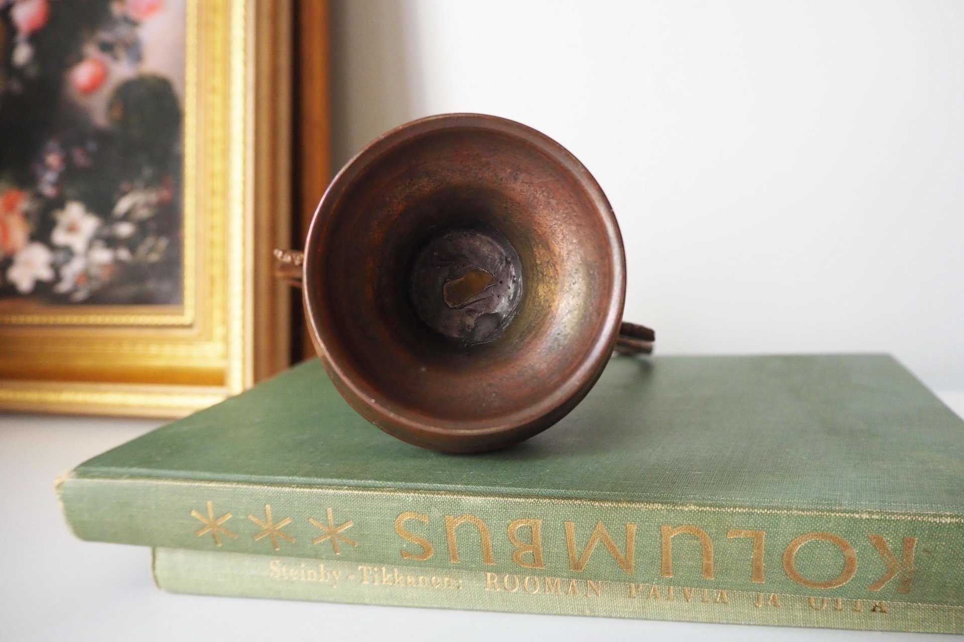 Vintage copper vase | Copper vase | Decorative copper vase | Rustic copper vase | Vintage vase with birds | Small copper vase