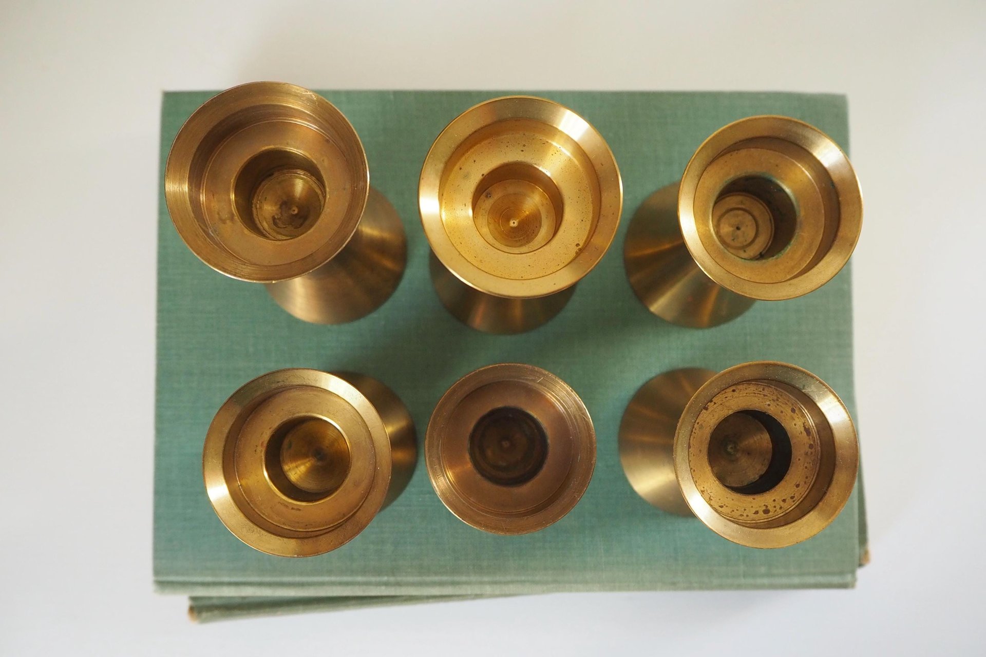 Set of six vintage candlestick holders | Solid brass candlestick holders | Vintage brass candle holders | Matching candle holder set