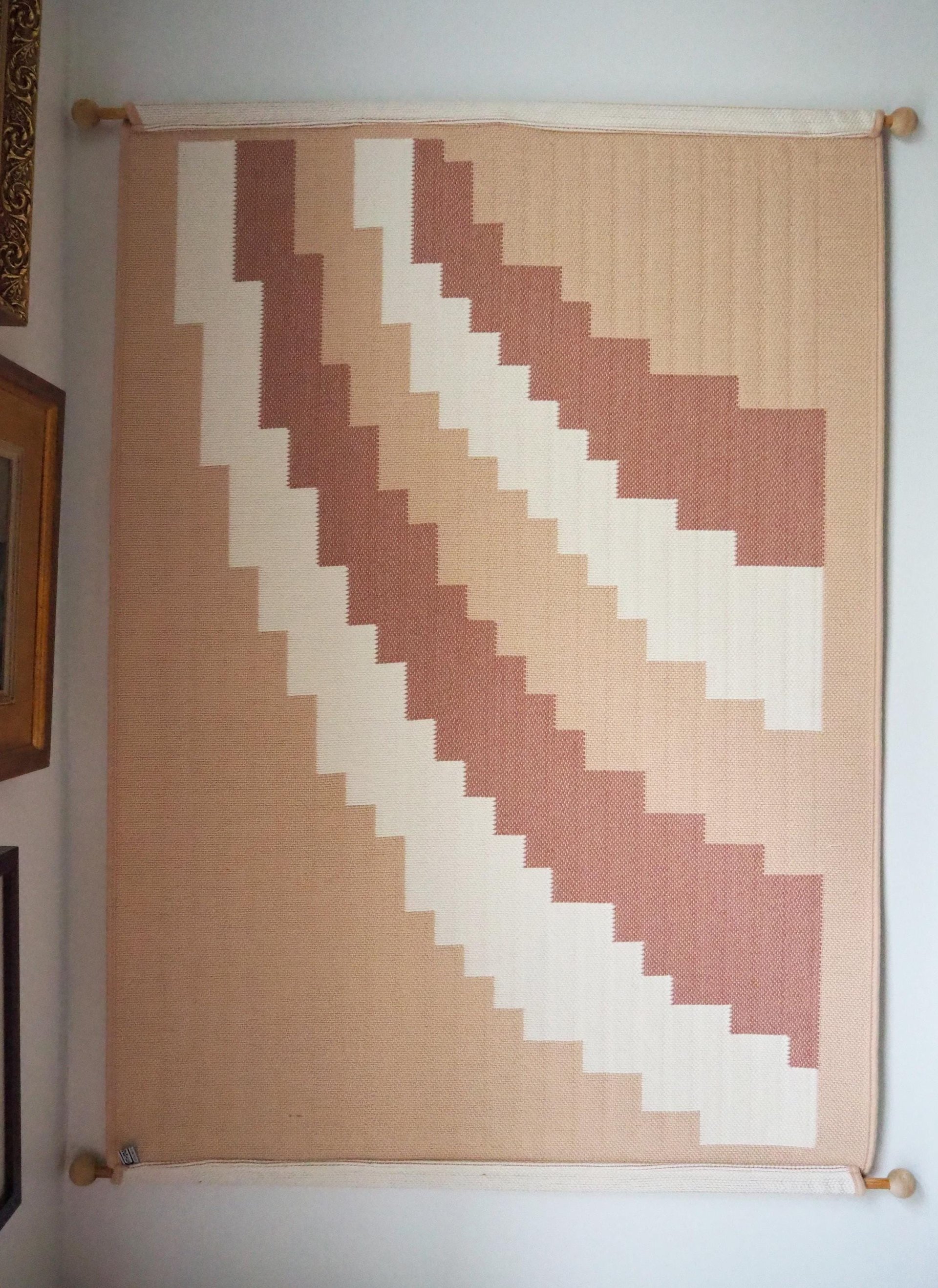 Vintage wall hanging | Large wall hanging | Vintage pink wall hanging | Scandinavian woven textile | Made in Finland