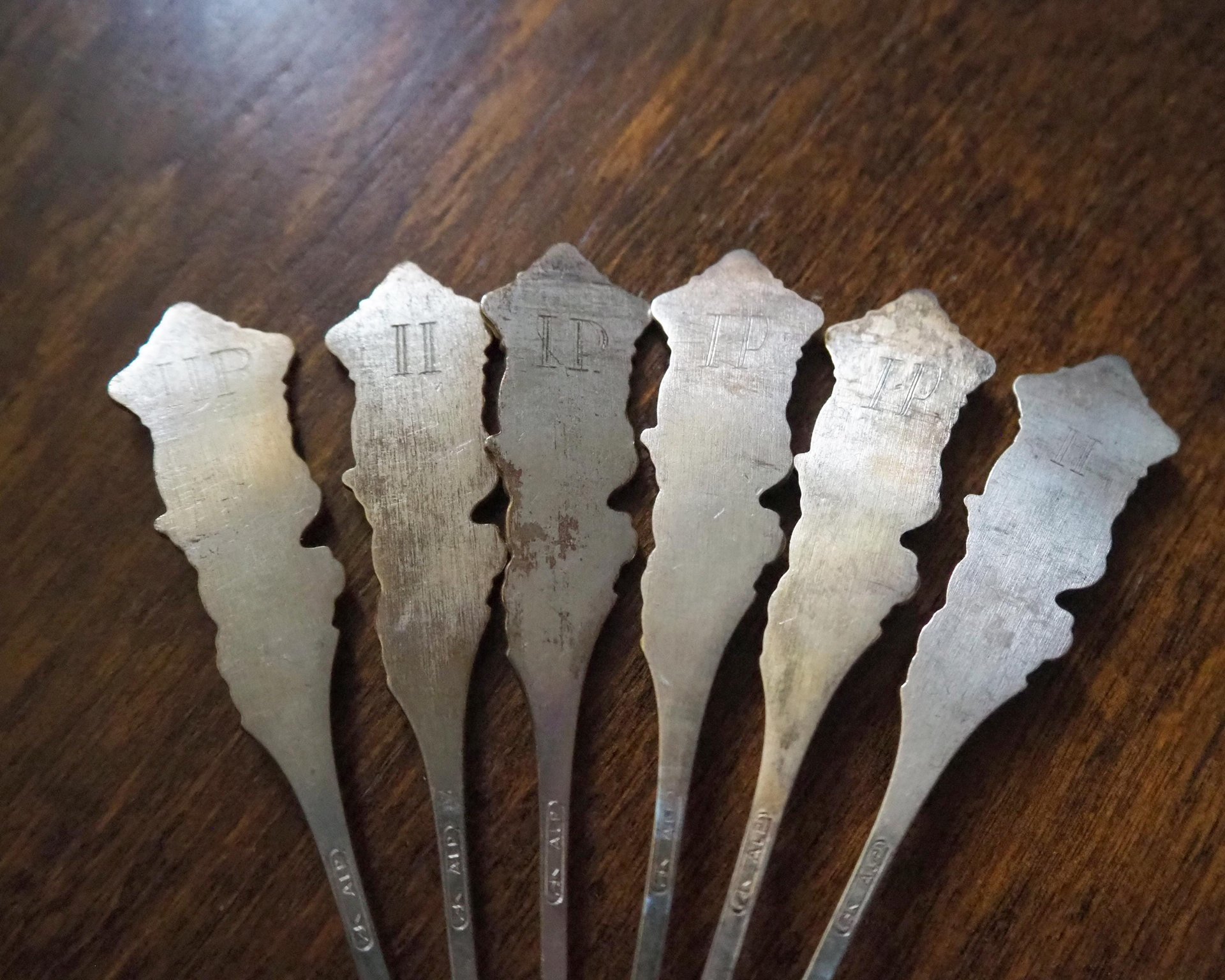 Set of six vintage teaspoons | Large alpacca silver teaspoons | Matching teaspoons | Floral teaspoon set | Vintage alpacca teaspoons