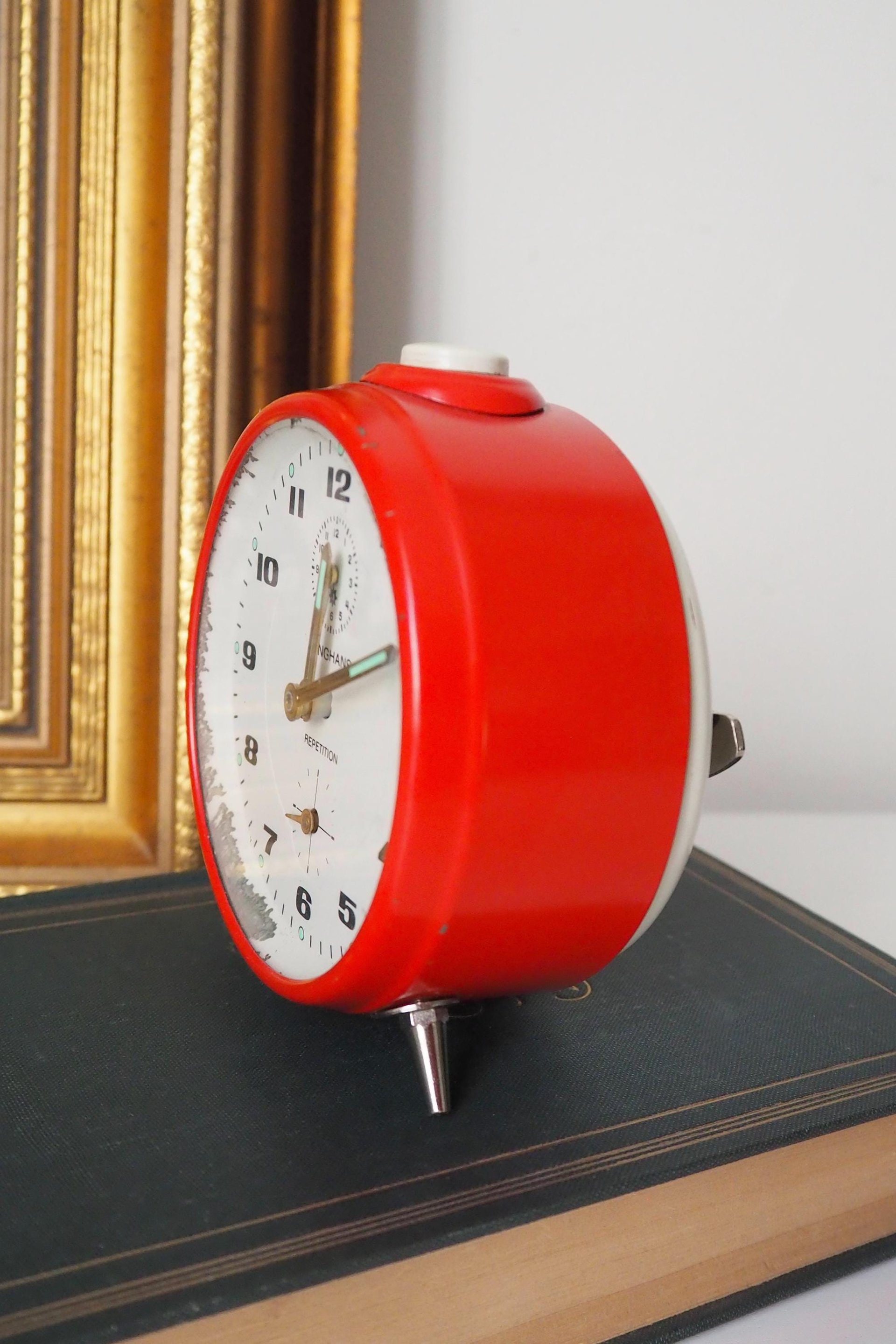 Vintage alarm clock | Junghans Repetition alarm clock | Vintage wind up clock | Red Junghans alarm clock | Working order | Made in Germany