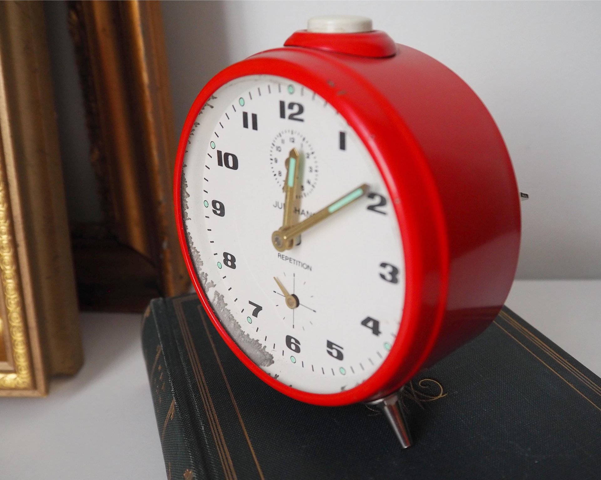 Vintage alarm clock | Junghans Repetition alarm clock | Vintage wind up clock | Red Junghans alarm clock | Working order | Made in Germany