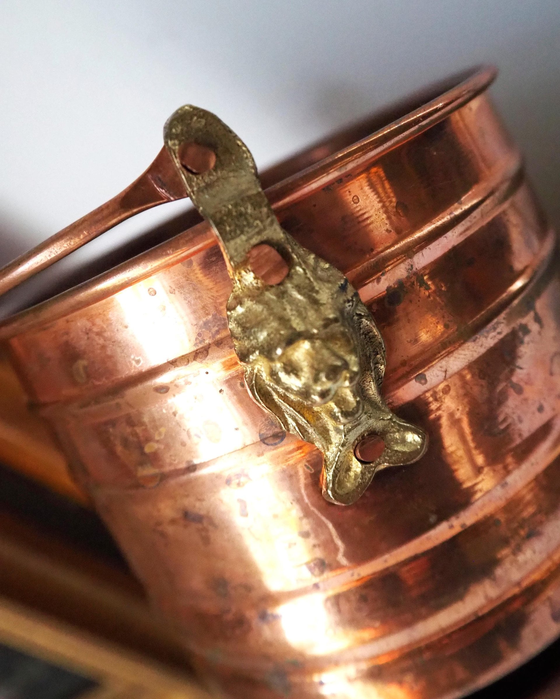 Set of two vintage copper planters | Mismatched copper planters | Round copper planters | Simple copper planters