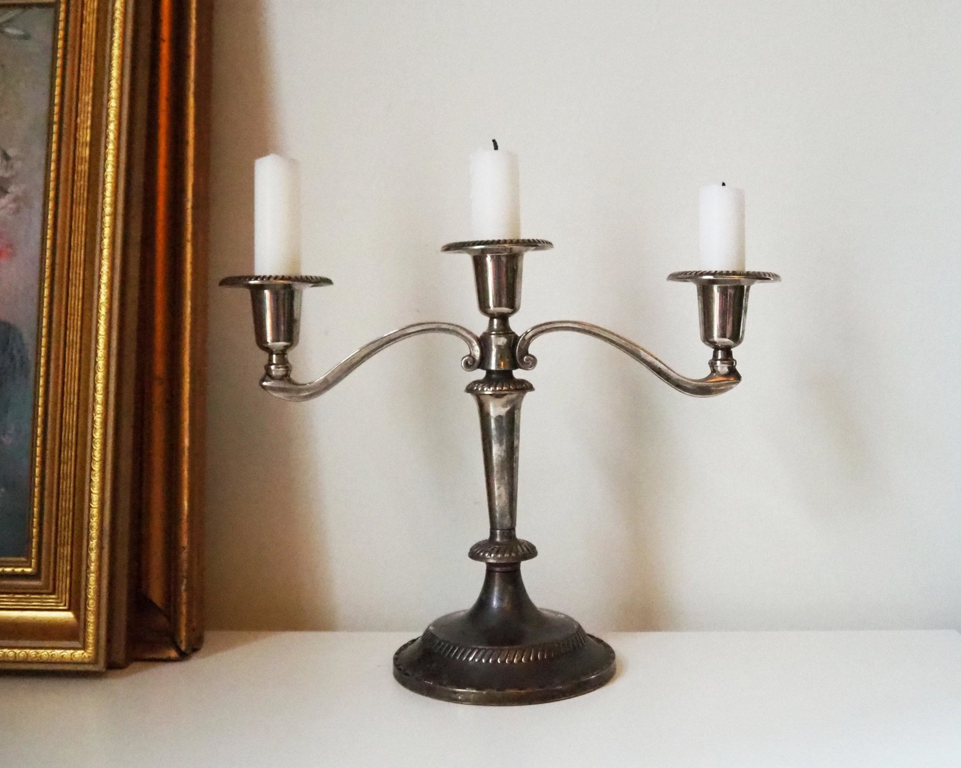 Vintage three arm candelabra | Silver plated candelabrum | Three arm candlestick holder | Vintage candelabrum