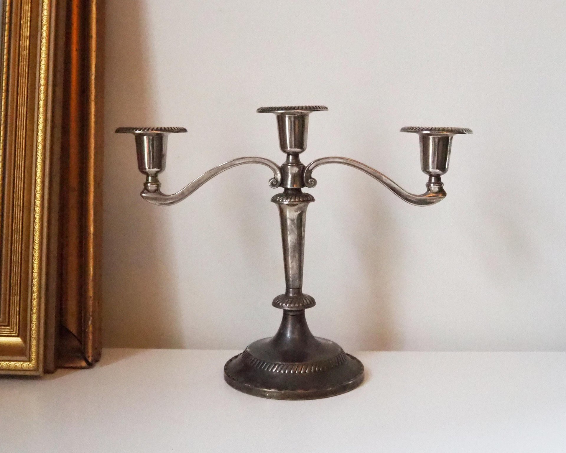 Vintage three arm candelabra | Silver plated candelabrum | Three arm candlestick holder | Vintage candelabrum
