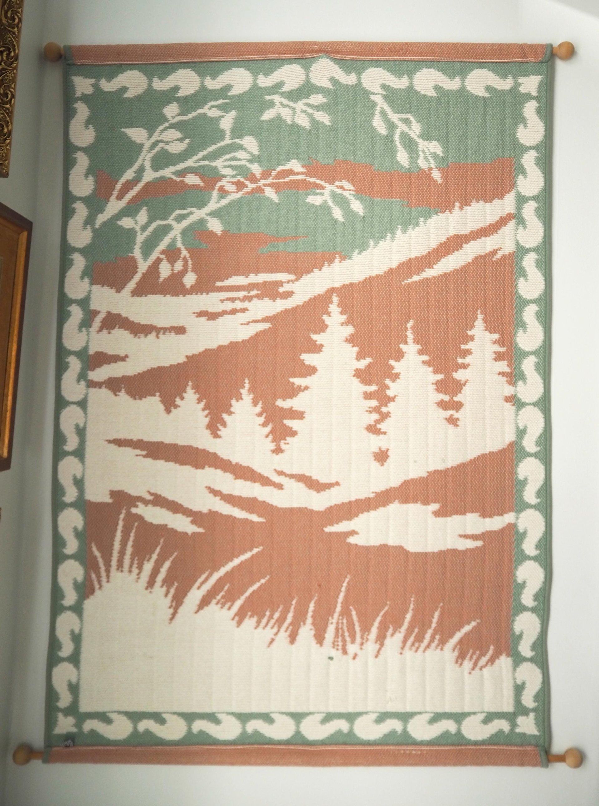 Vintage wall hanging | Large wall hanging | Vintage pink and mint green wall hanging | Scandinavian woven textile | Made in Finland
