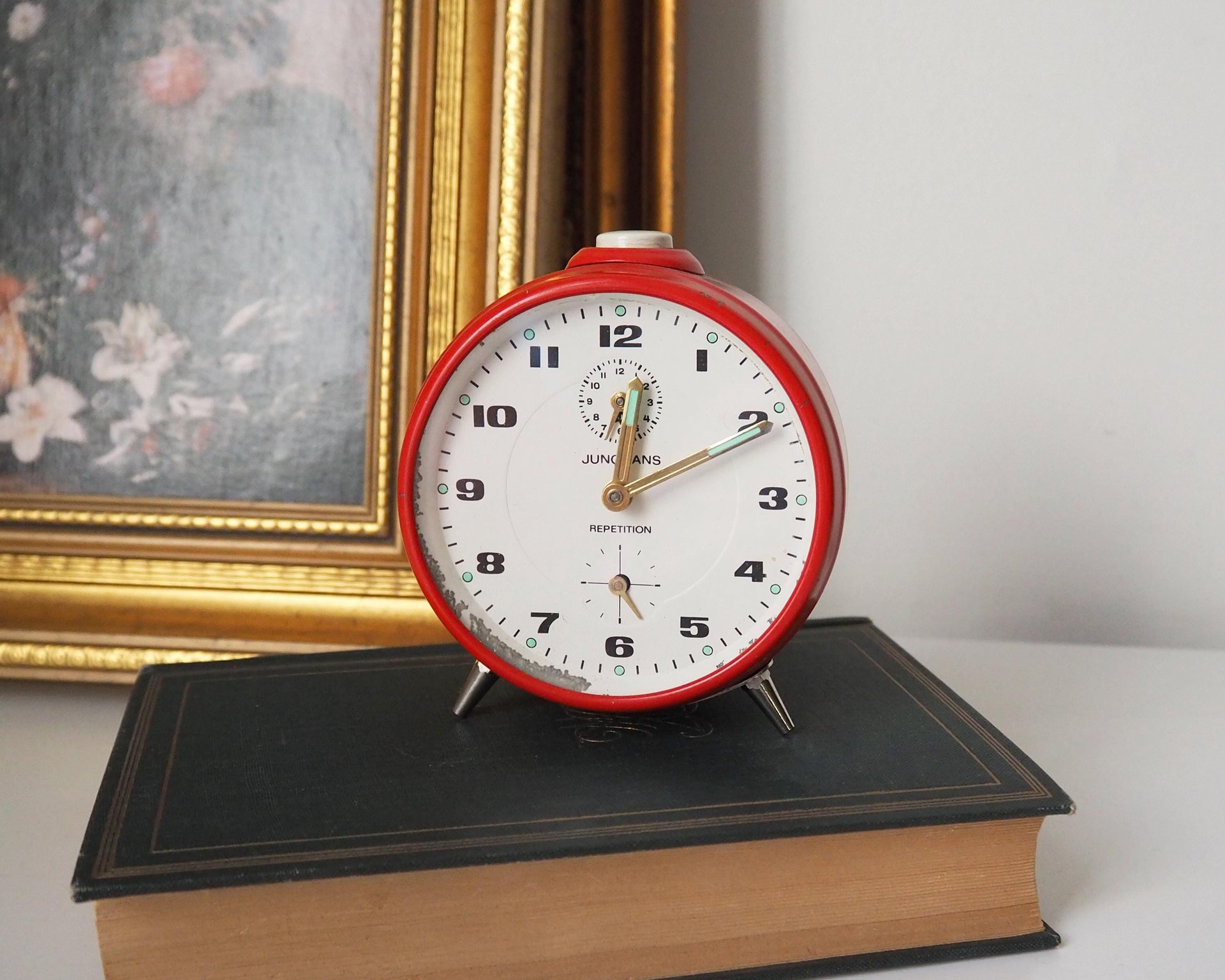 Vintage alarm clock | Junghans Repetition alarm clock | Vintage wind up clock | Red Junghans alarm clock | Working order | Made in Germany