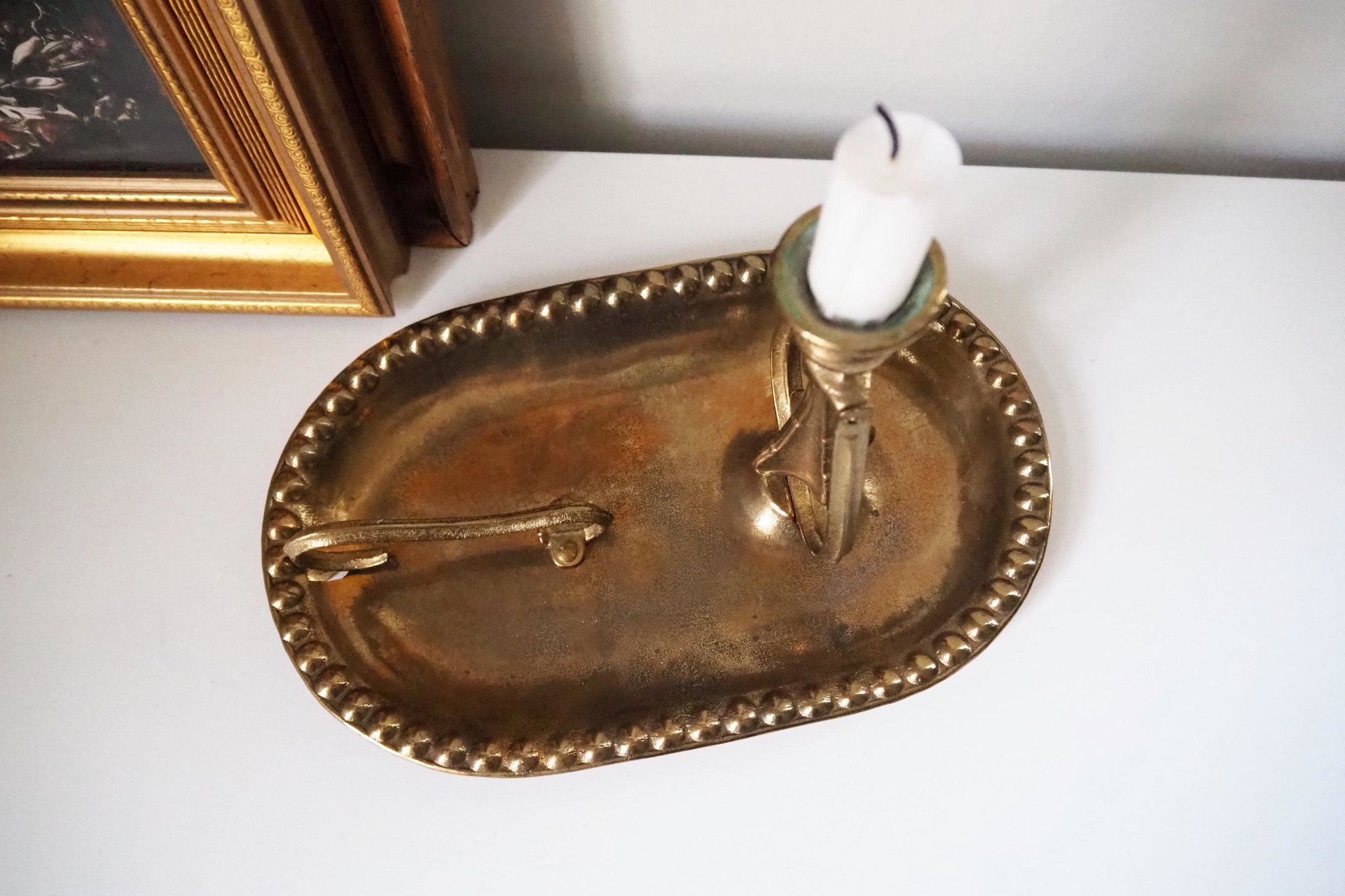 Vintage gimbal candlestick holder | Gimbal brass candlestick holder | Antique brass candle holder | Vintage ship candlestick holder