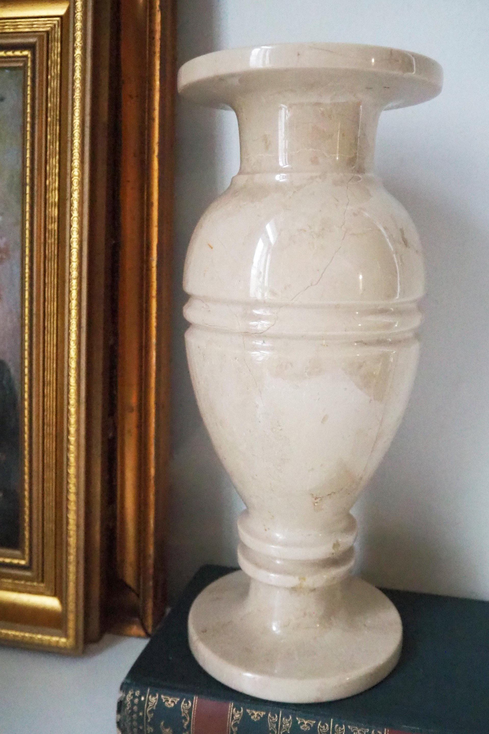 Vintage vase | Large marble vase | Vintage marble vase | Beige marble vase | Vintage vases | Vintage marble home decor