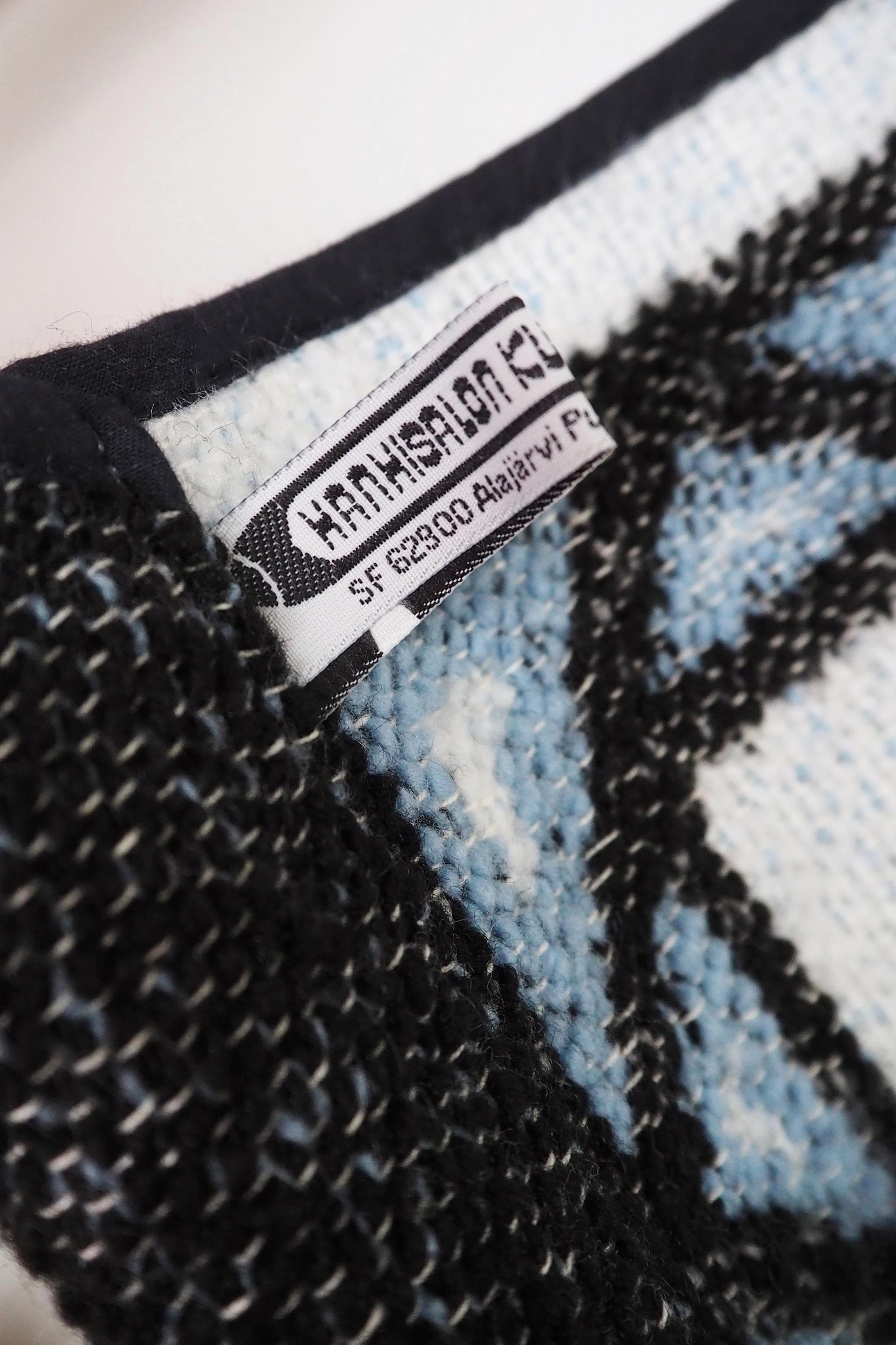 Vintage wall hanging | Large wall hanging | Scandinavian woven textile | Blue and white wall hanging