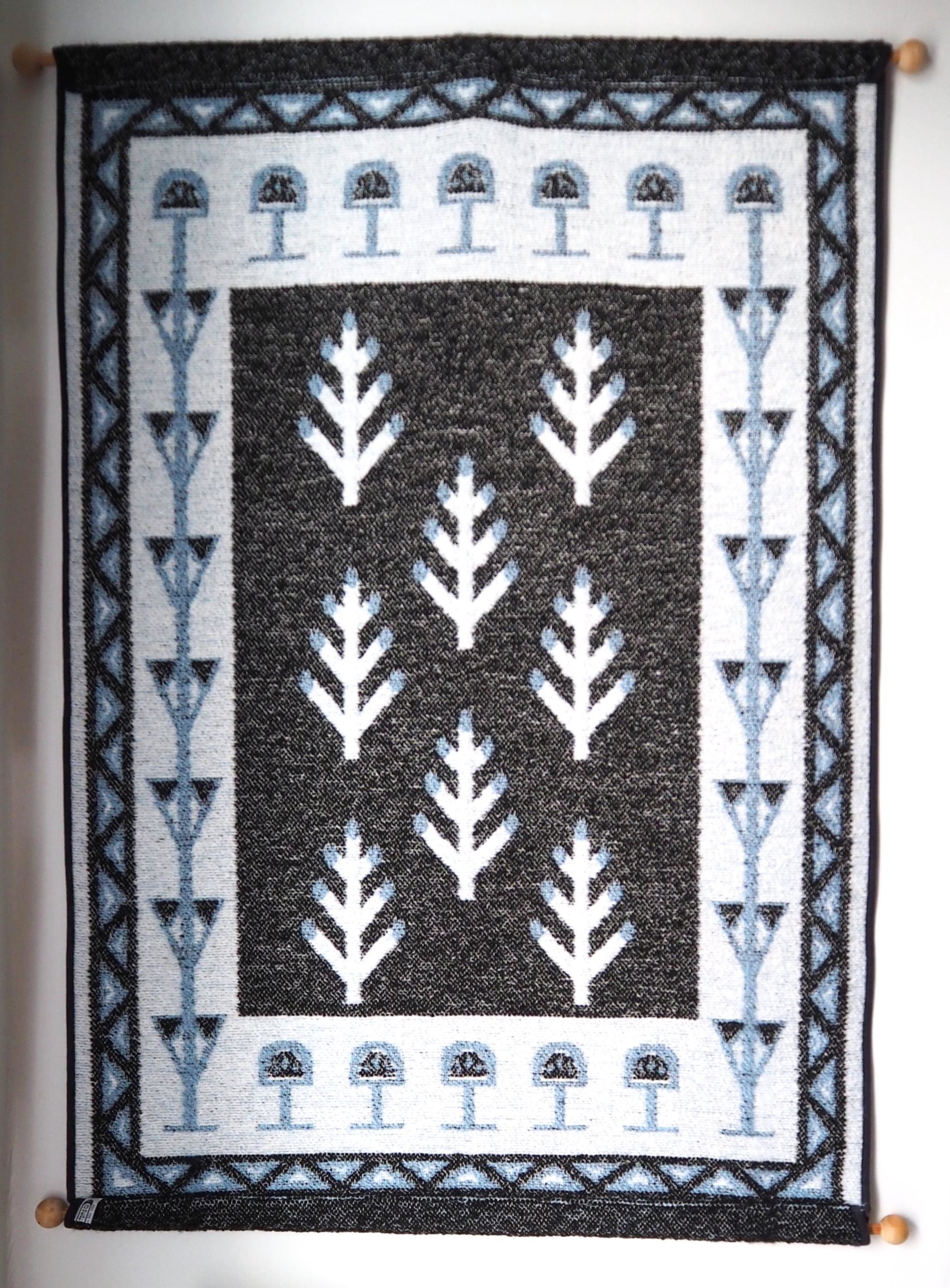 Vintage wall hanging | Large wall hanging | Scandinavian woven textile | Blue and white wall hanging