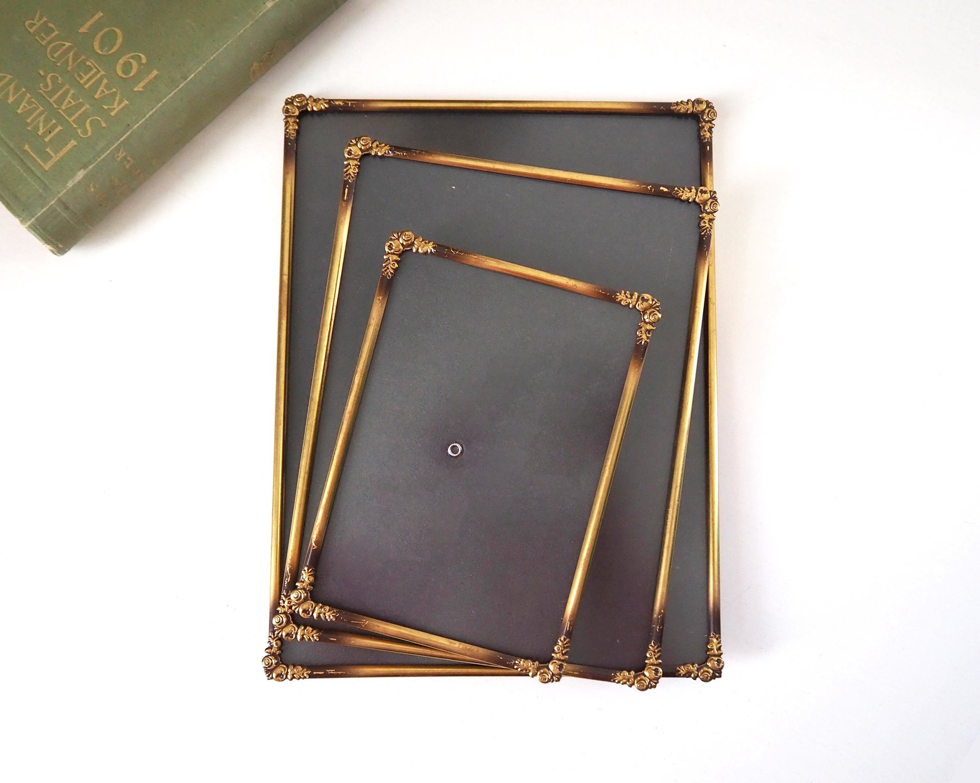 Set of three vintage photo frames | Vintage brass picture frames | Matching vintage frames | Vintage brass frame set | Vintage frame set