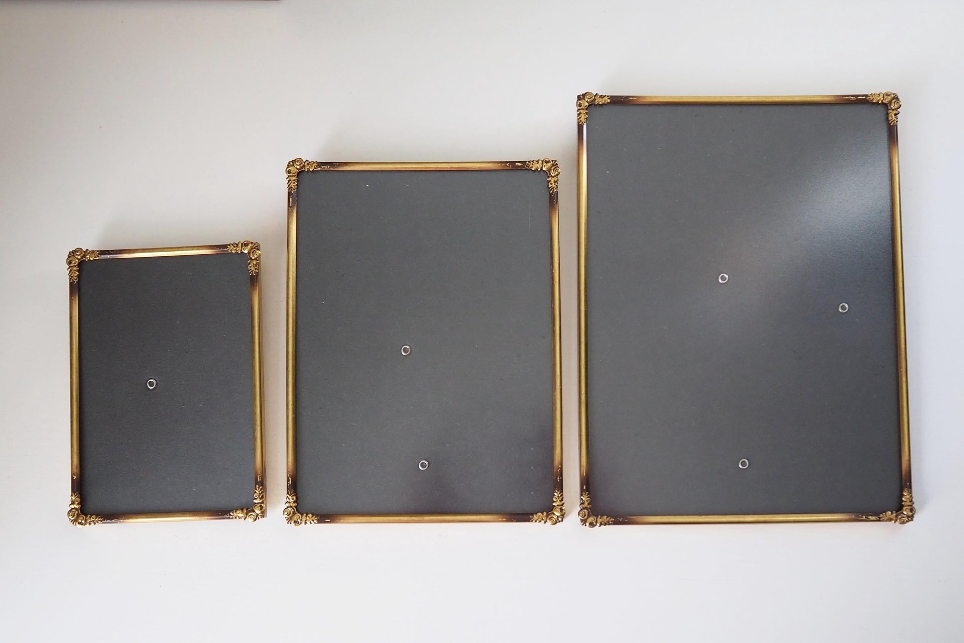 Set of three vintage photo frames | Vintage brass picture frames | Matching vintage frames | Vintage brass frame set | Vintage frame set