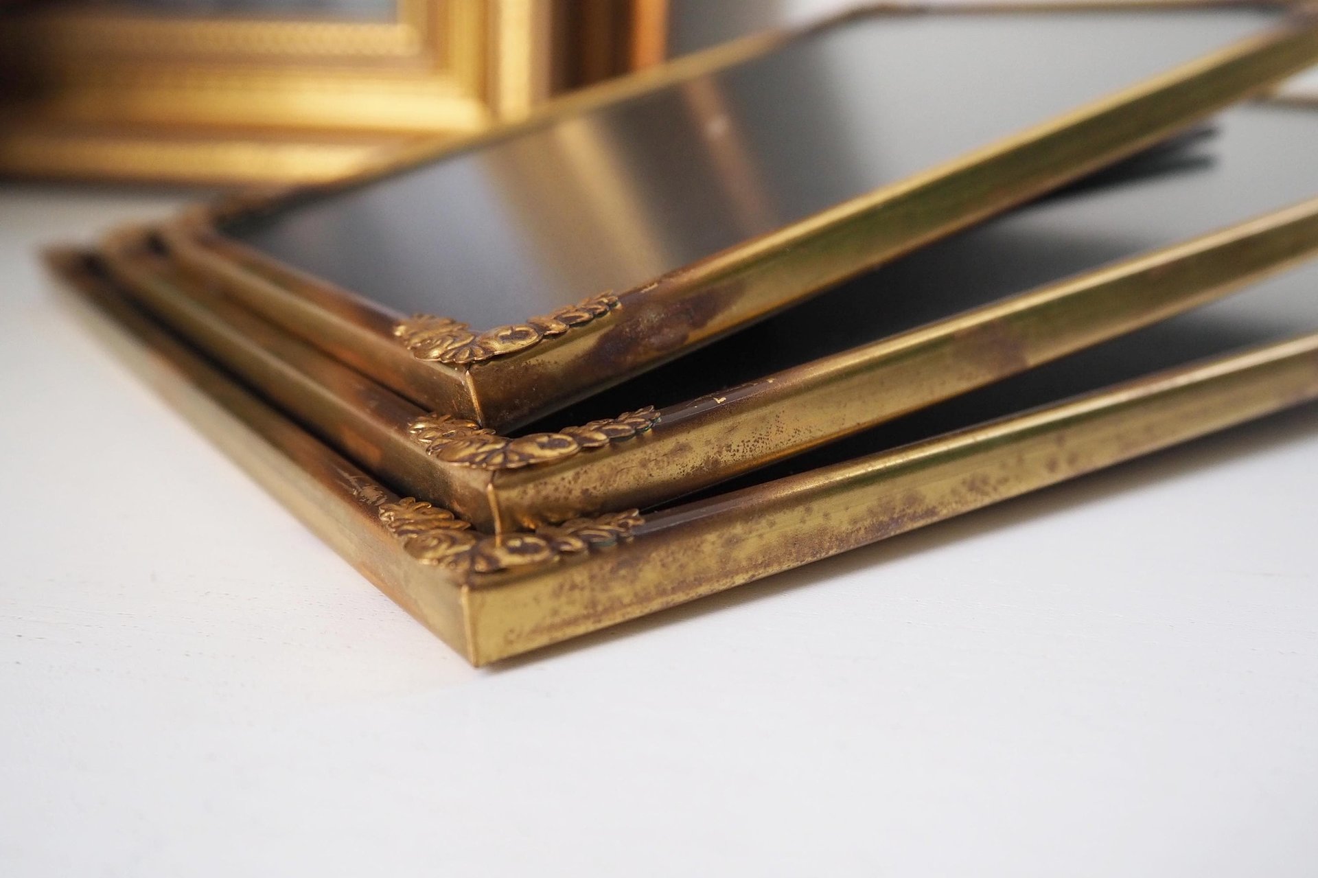 Set of three vintage photo frames | Vintage brass picture frames | Matching vintage frames | Vintage brass frame set | Vintage frame set