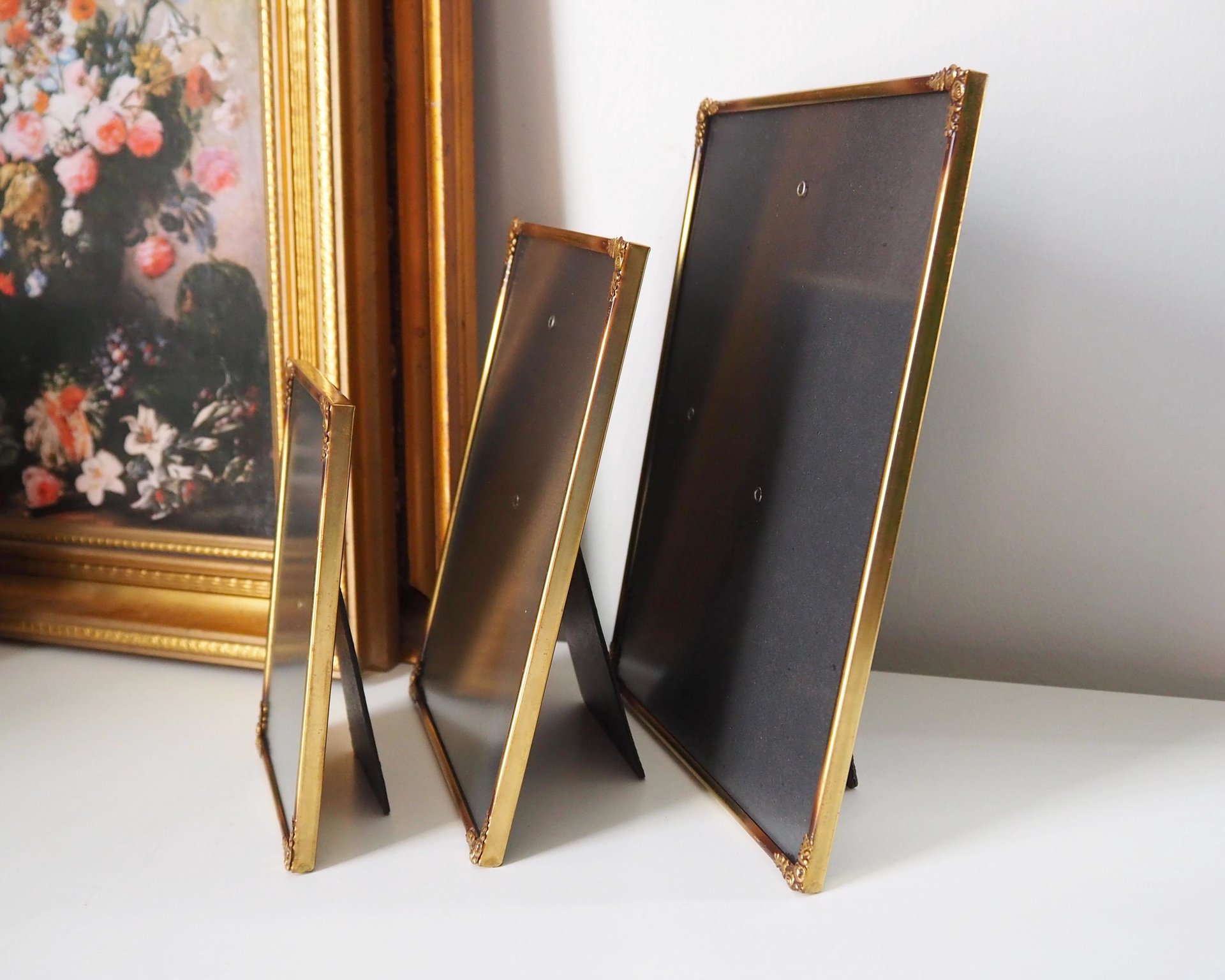 Set of three vintage photo frames | Vintage brass picture frames | Matching vintage frames | Vintage brass frame set | Vintage frame set