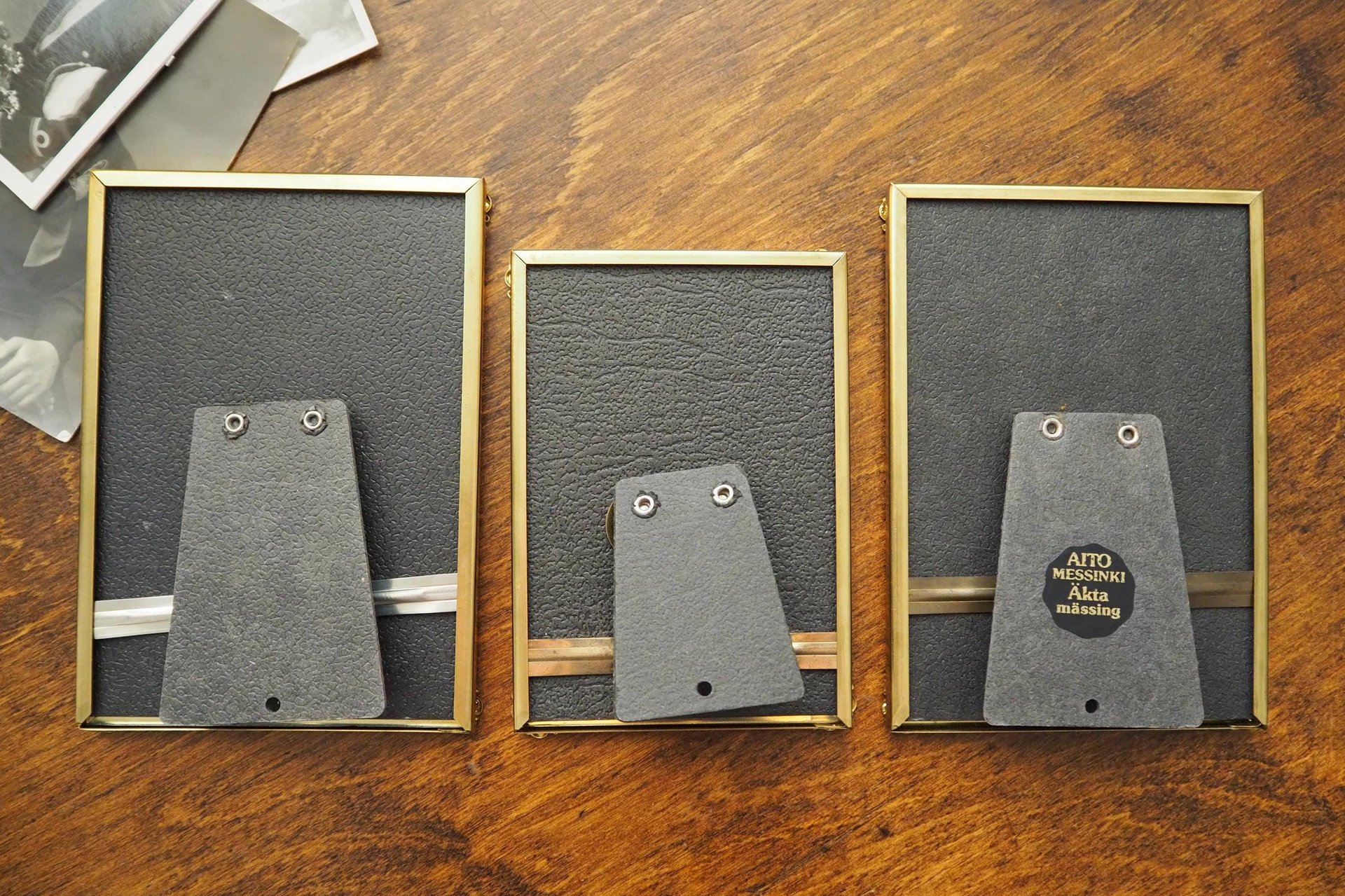 Set of three vintage brass photo frames | Brass photo frames | Vintage brass picture frames | Matching vintage frames