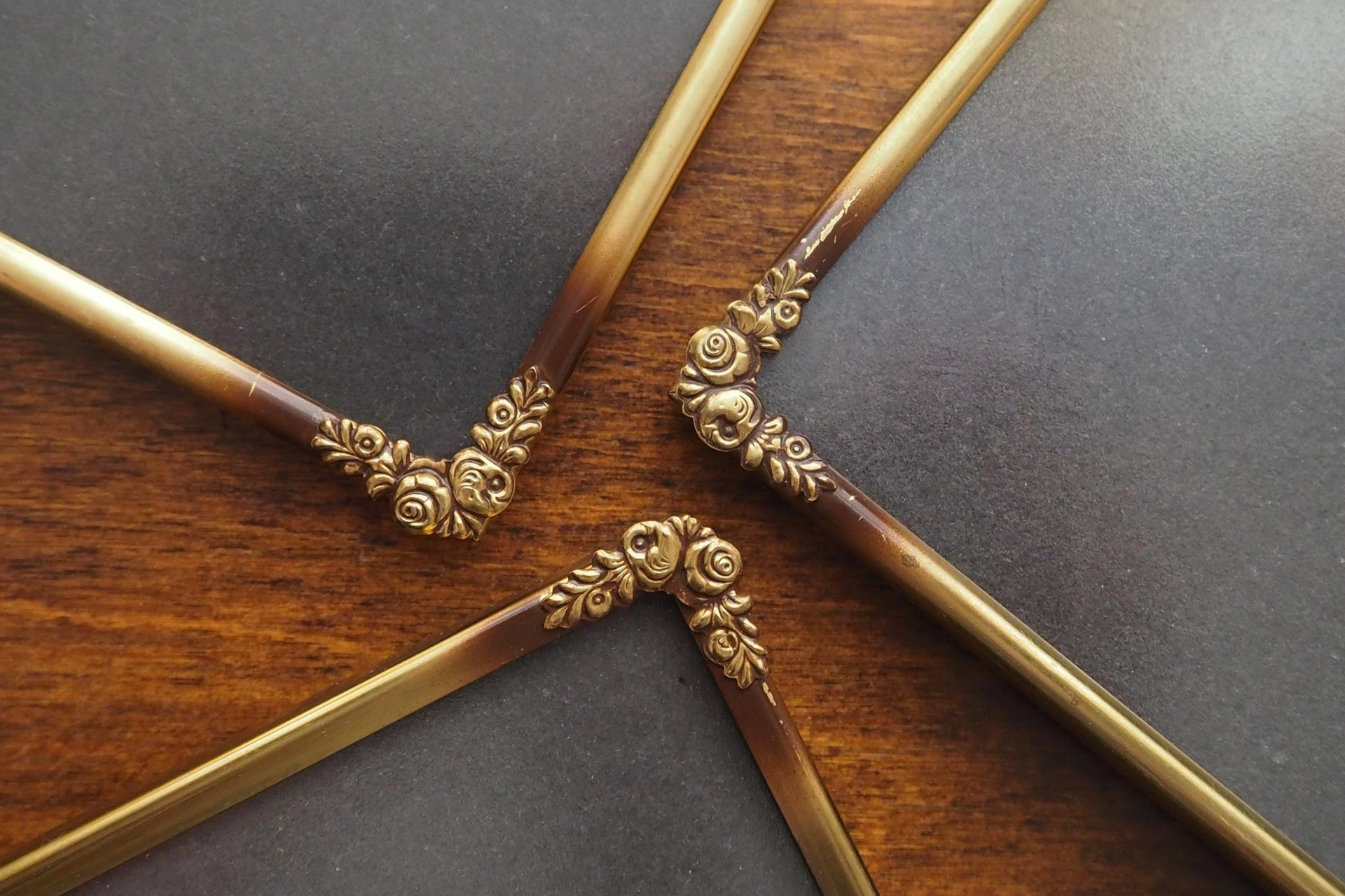 Set of three vintage brass photo frames | Brass photo frames | Vintage brass picture frames | Matching vintage frames