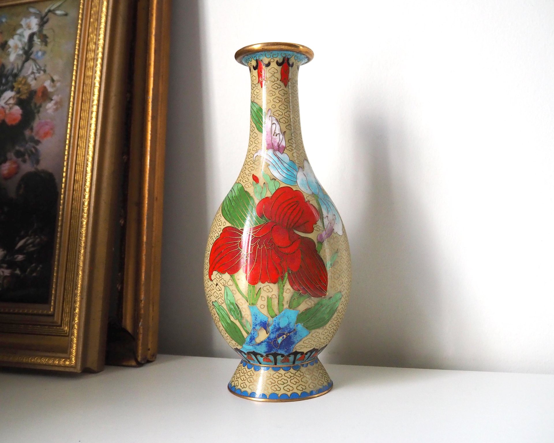 Vintage Cloisonné vase | Large Cloisonné vase | Vintage vase | Cloisonné vase | Enamelled vase |