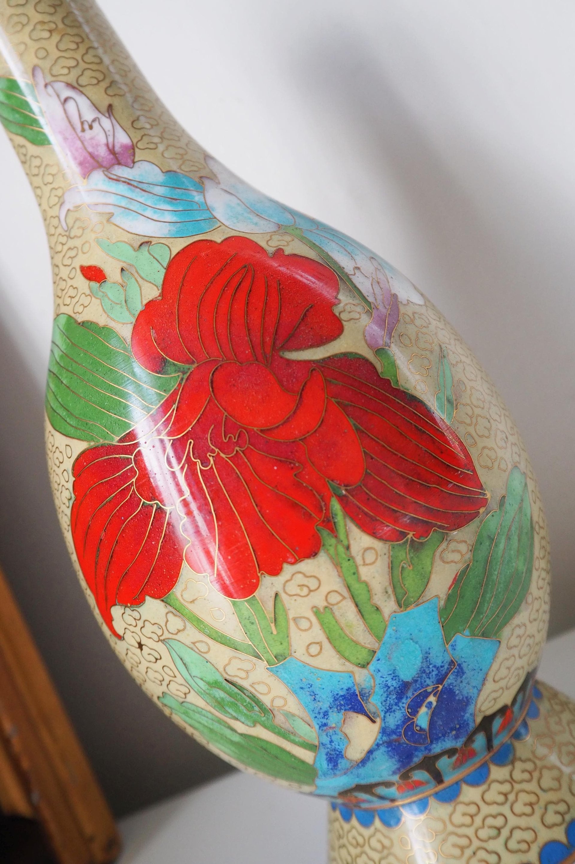 Vintage Cloisonné vase | Large Cloisonné vase | Vintage vase | Cloisonné vase | Enamelled vase |