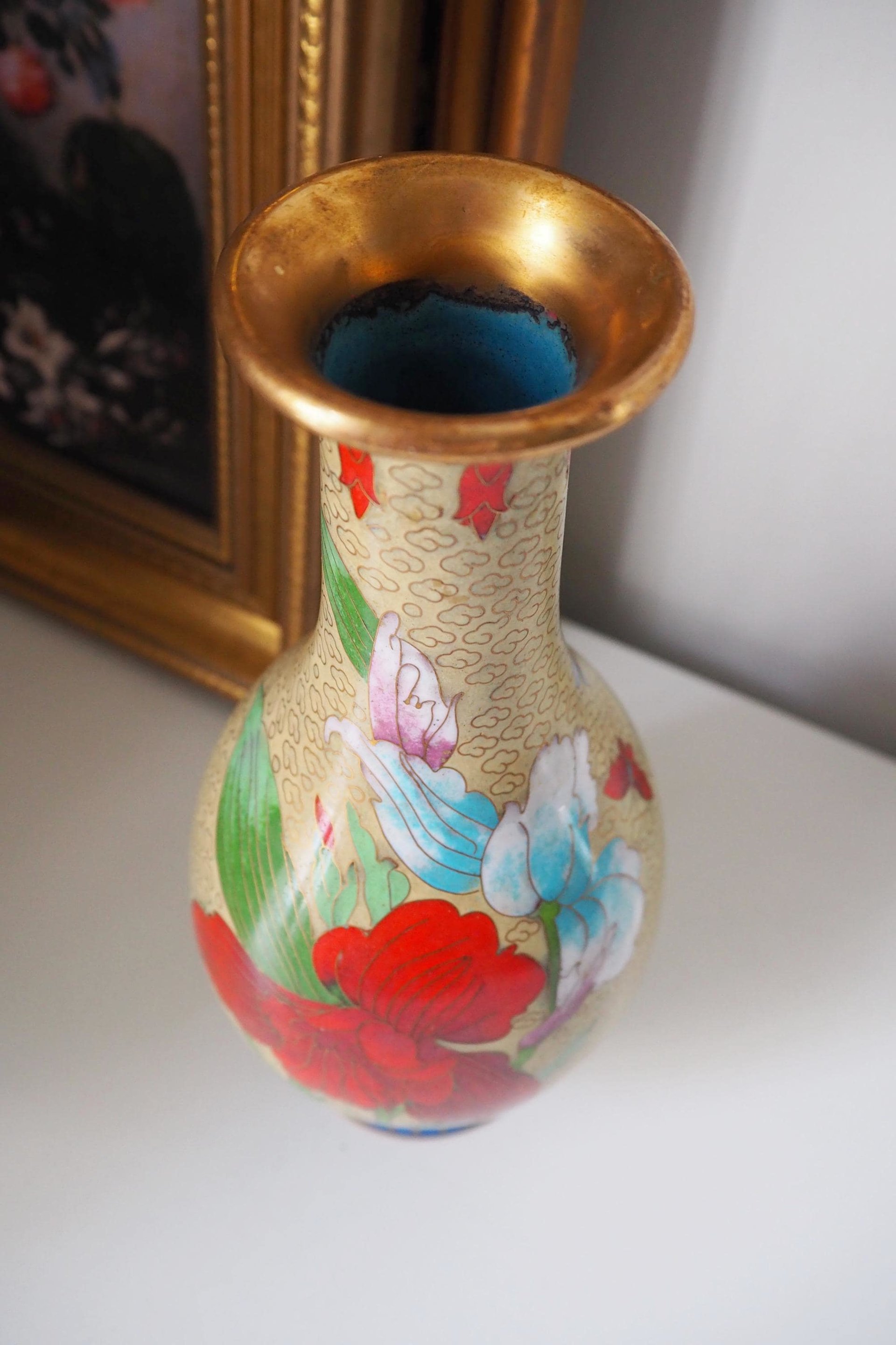 Vintage Cloisonné vase | Large Cloisonné vase | Vintage vase | Cloisonné vase | Enamelled vase |