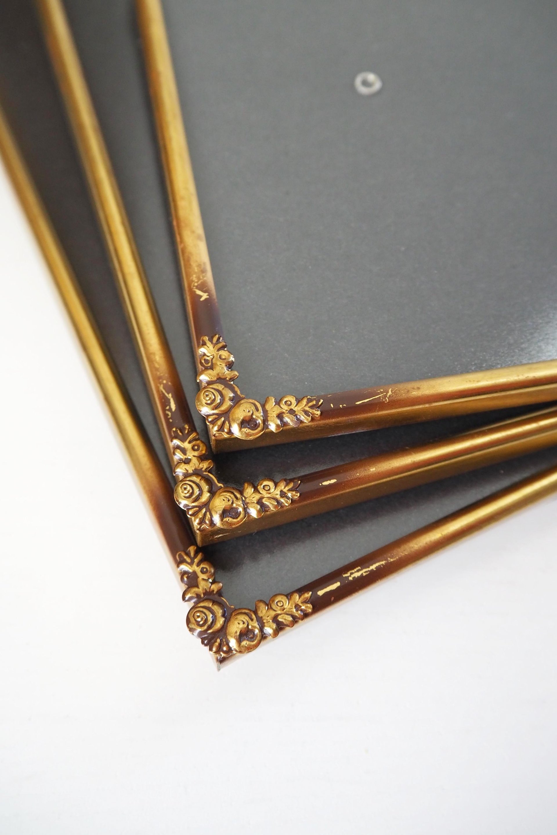 Set of three vintage photo frames | Vintage brass picture frames | Matching vintage frames | Vintage brass frame set | Vintage frame set