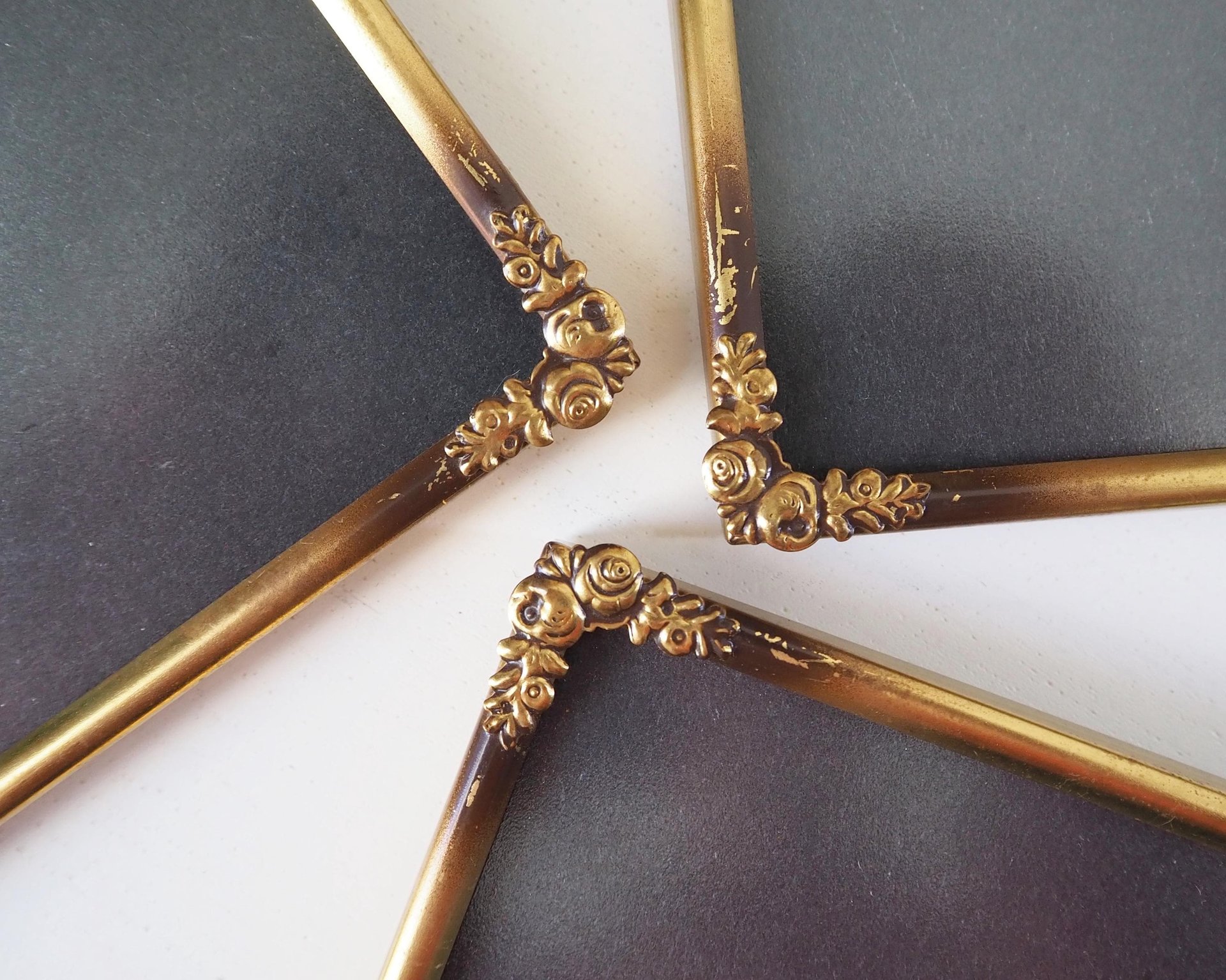Set of three vintage photo frames | Vintage brass picture frames | Matching vintage frames | Vintage brass frame set | Vintage frame set