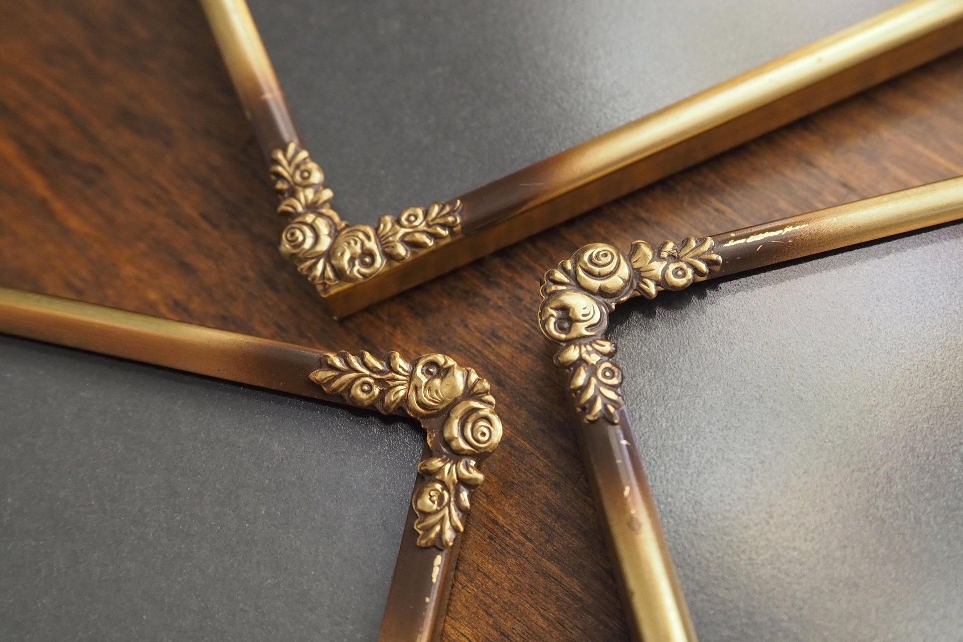 Set of three vintage brass photo frames | Brass photo frames | Vintage brass picture frames | Matching vintage frames