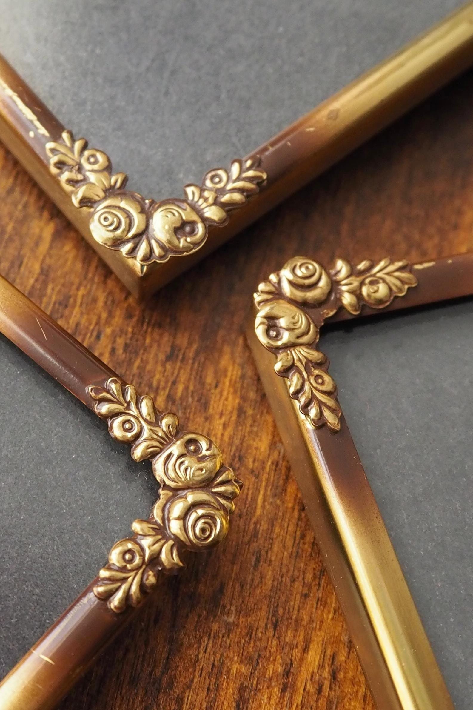 Set of three vintage brass photo frames | Brass photo frames | Vintage brass picture frames | Matching vintage frames