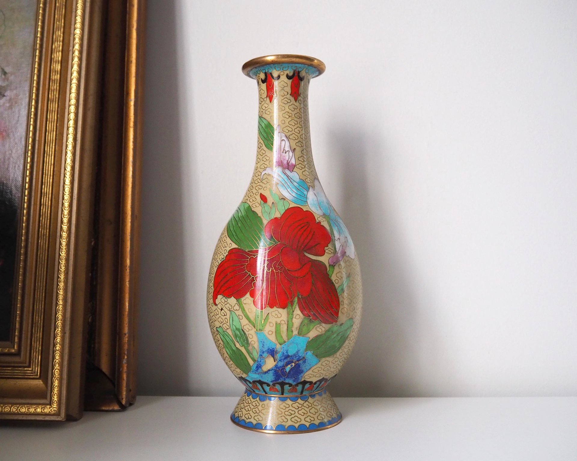 Vintage Cloisonné vase | Large Cloisonné vase | Vintage vase | Cloisonné vase | Enamelled vase |
